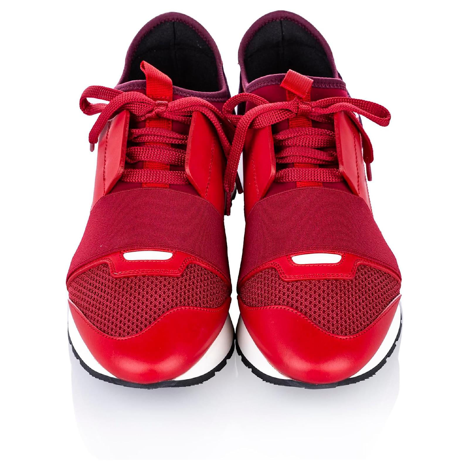 Balenciaga Red Race Runner Monochrome Nylon Sneaker Multiple