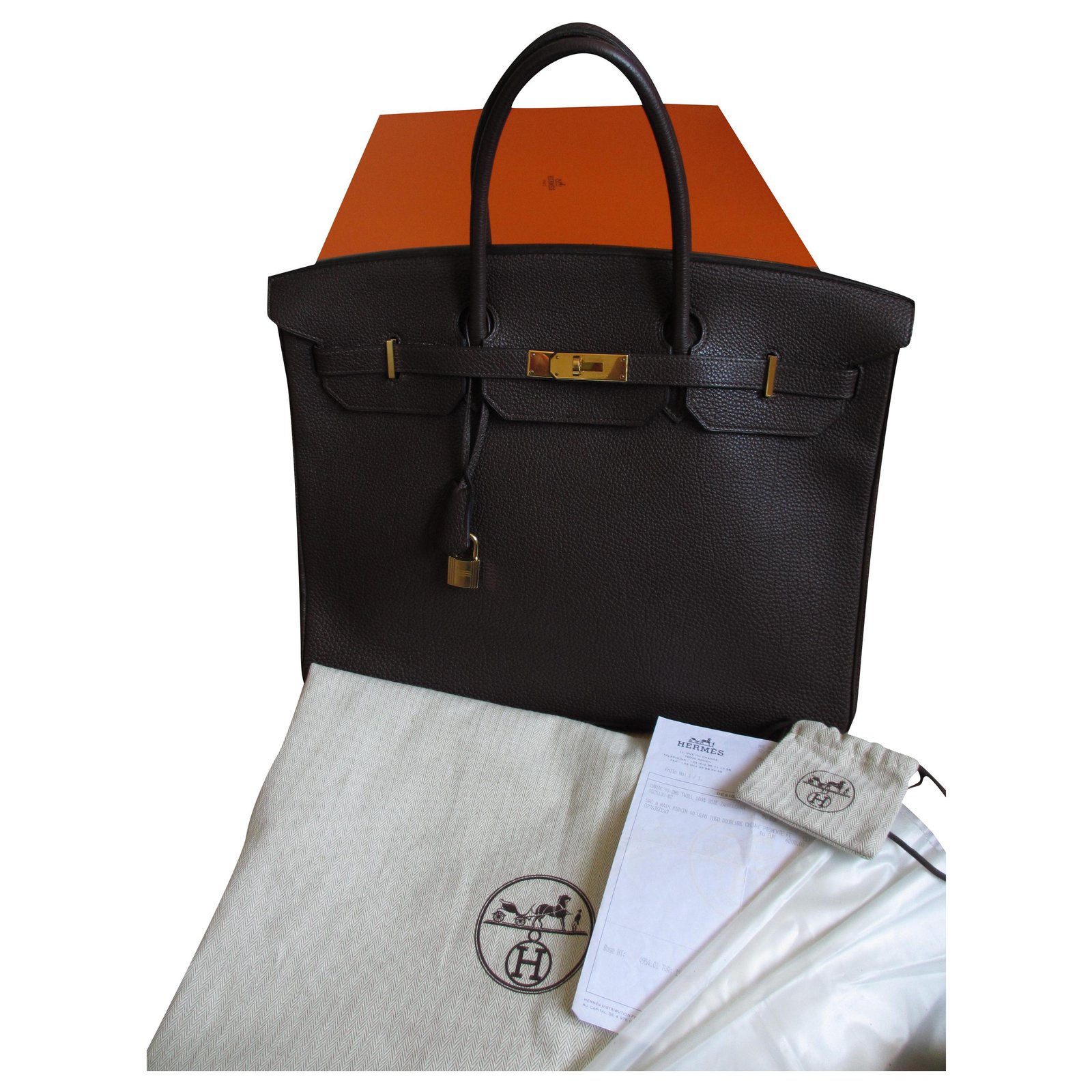 Hermès HERMES BIRKIN BAG 40 Dark brown Leather ref.238148 - Joli