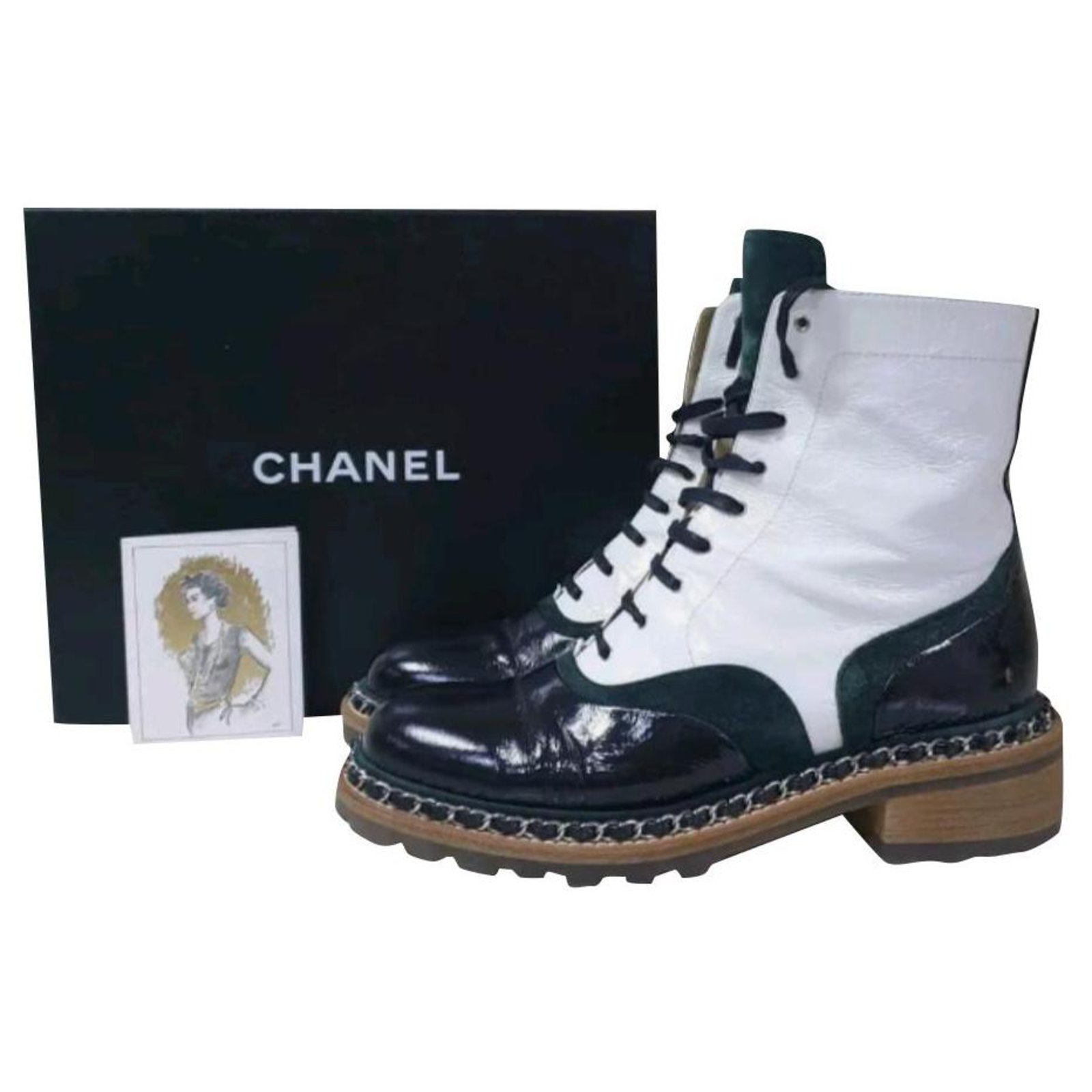 CHANEL  Shoes  Chanel White Black Short Boots Made In Italy  Poshmark