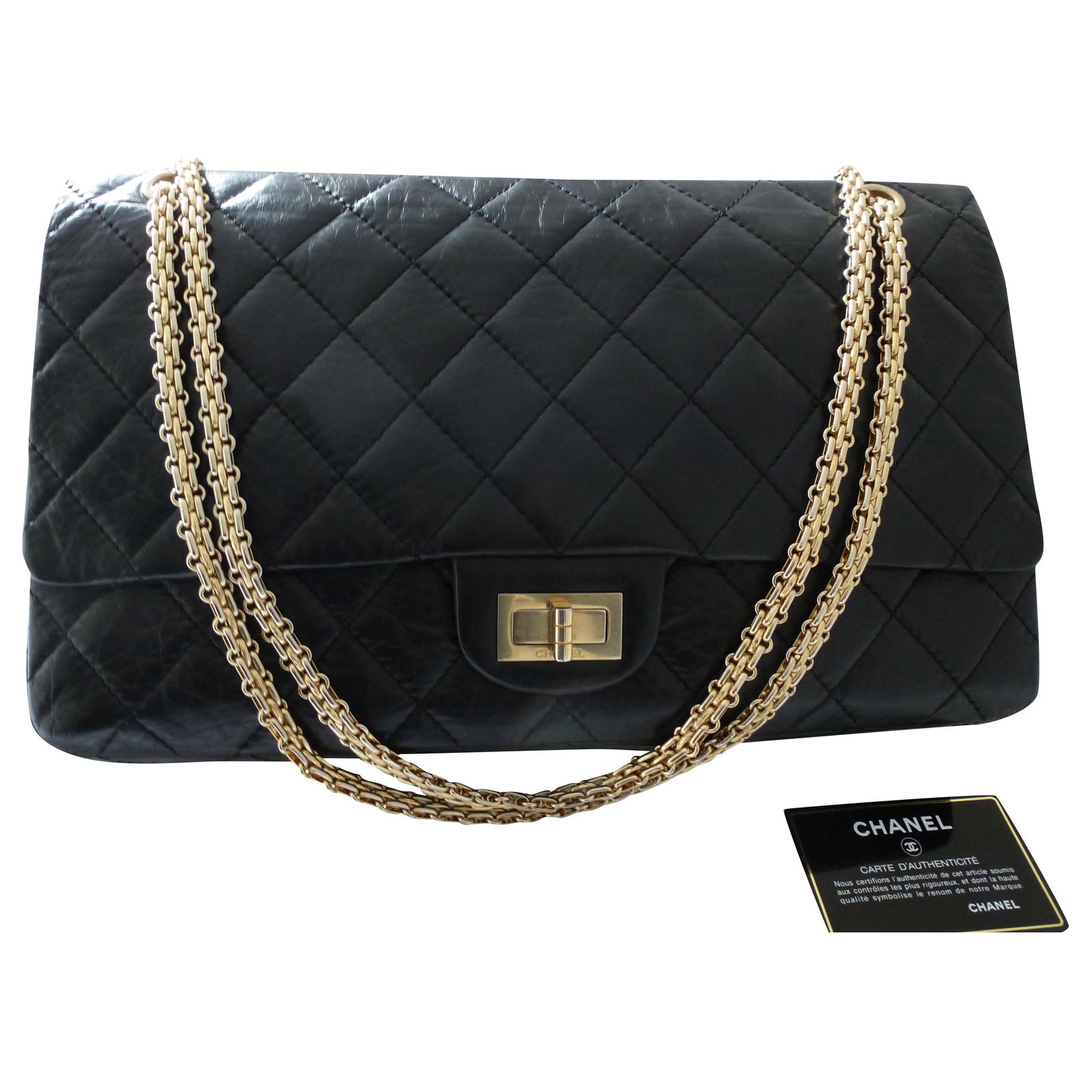 Chanel 2.55 Black Leather ref.238188 - Joli Closet