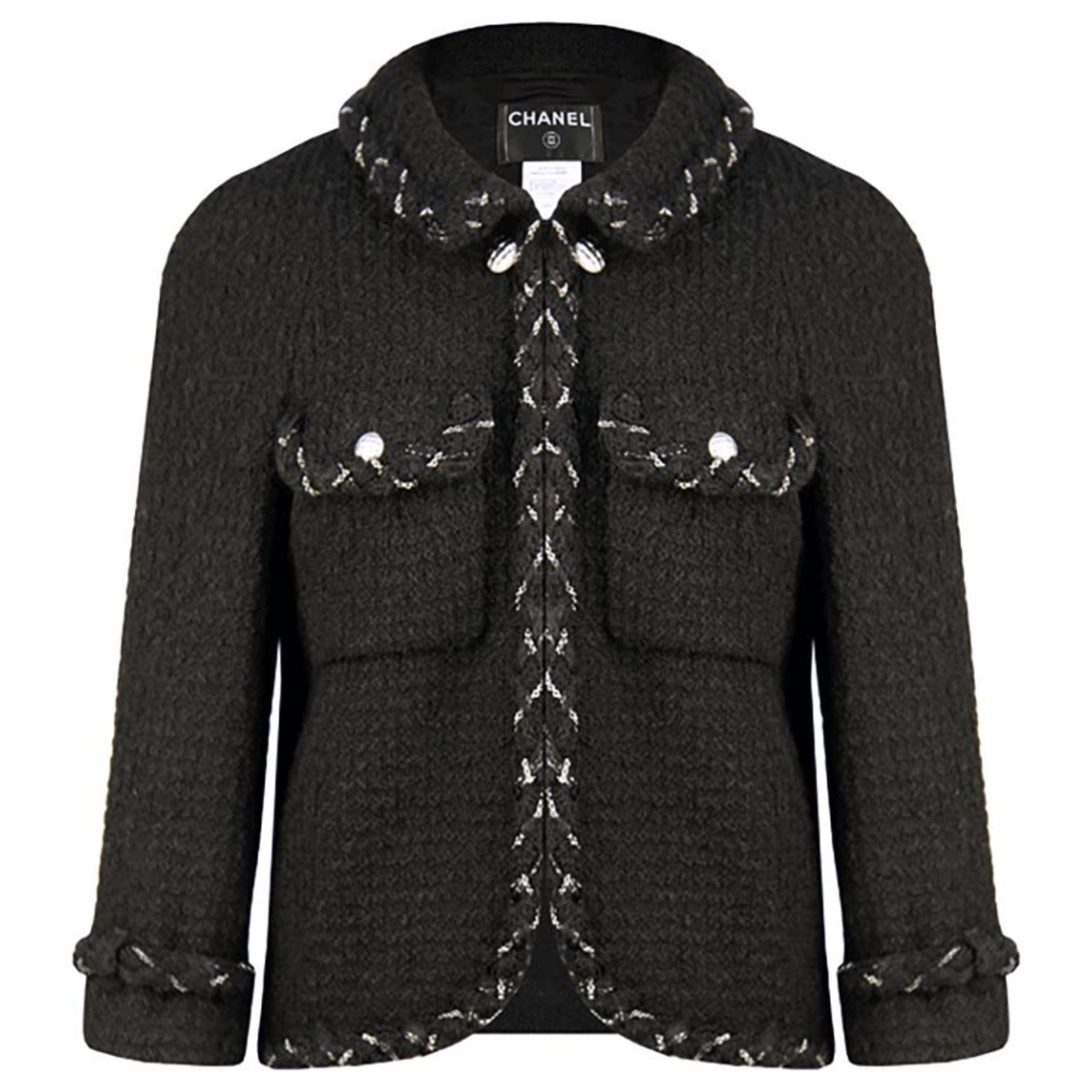Chanel iconic chain trim jacket Black Tweed ref.239031 - Joli Closet