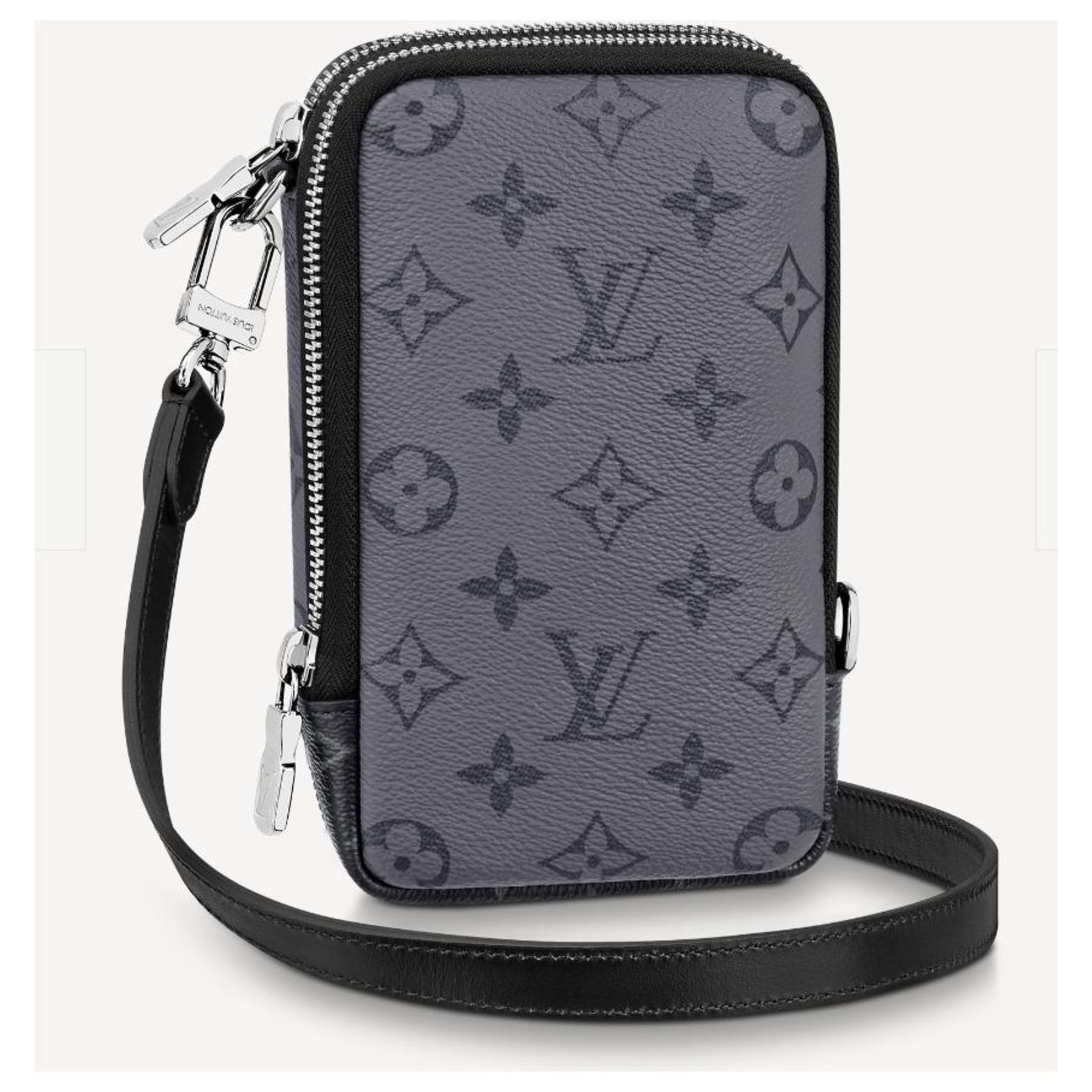 Louis Vuitton LV lined phone pouch Grey Leather ref.239039 - Joli