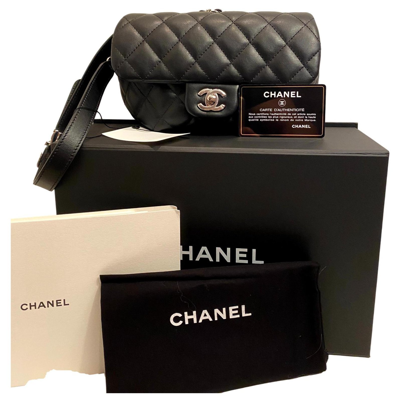 Chanel Sac Ceinture Matelass Neuf Cuir Noir Ref Joli Closet