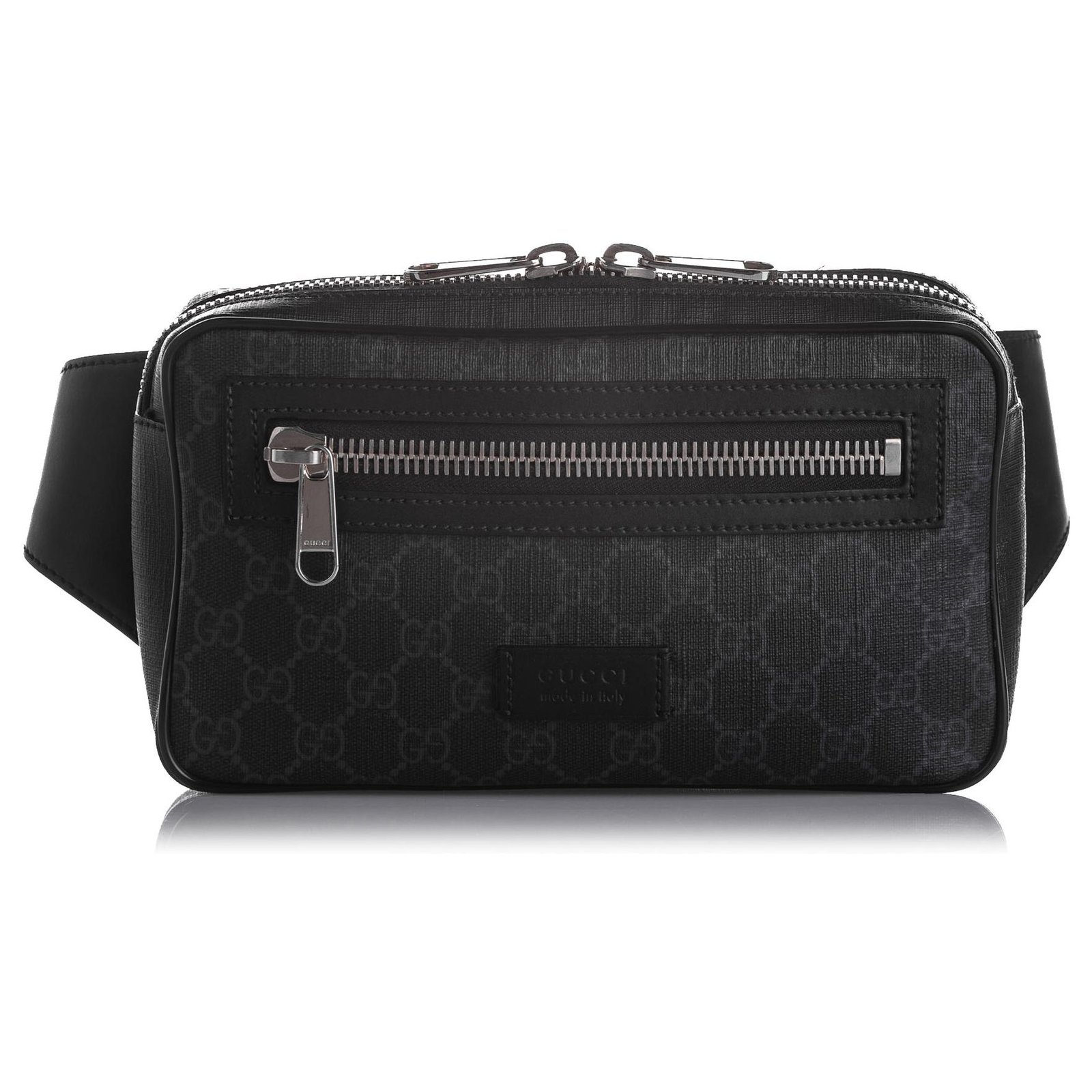 Gucci black Leather GG Supreme Belt Bag