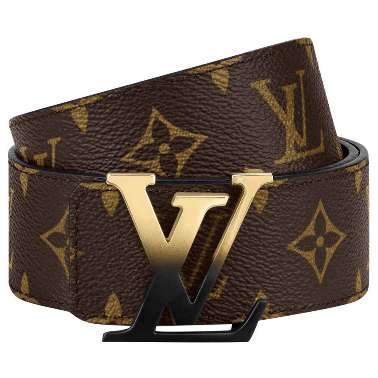 Louis Vuitton Brown Alligator LV Gold Tone Logo Belt For Sale at