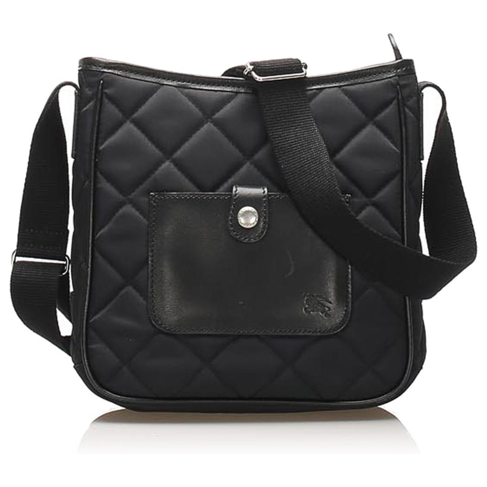 Black Quilted Nylon Crossbody Bag