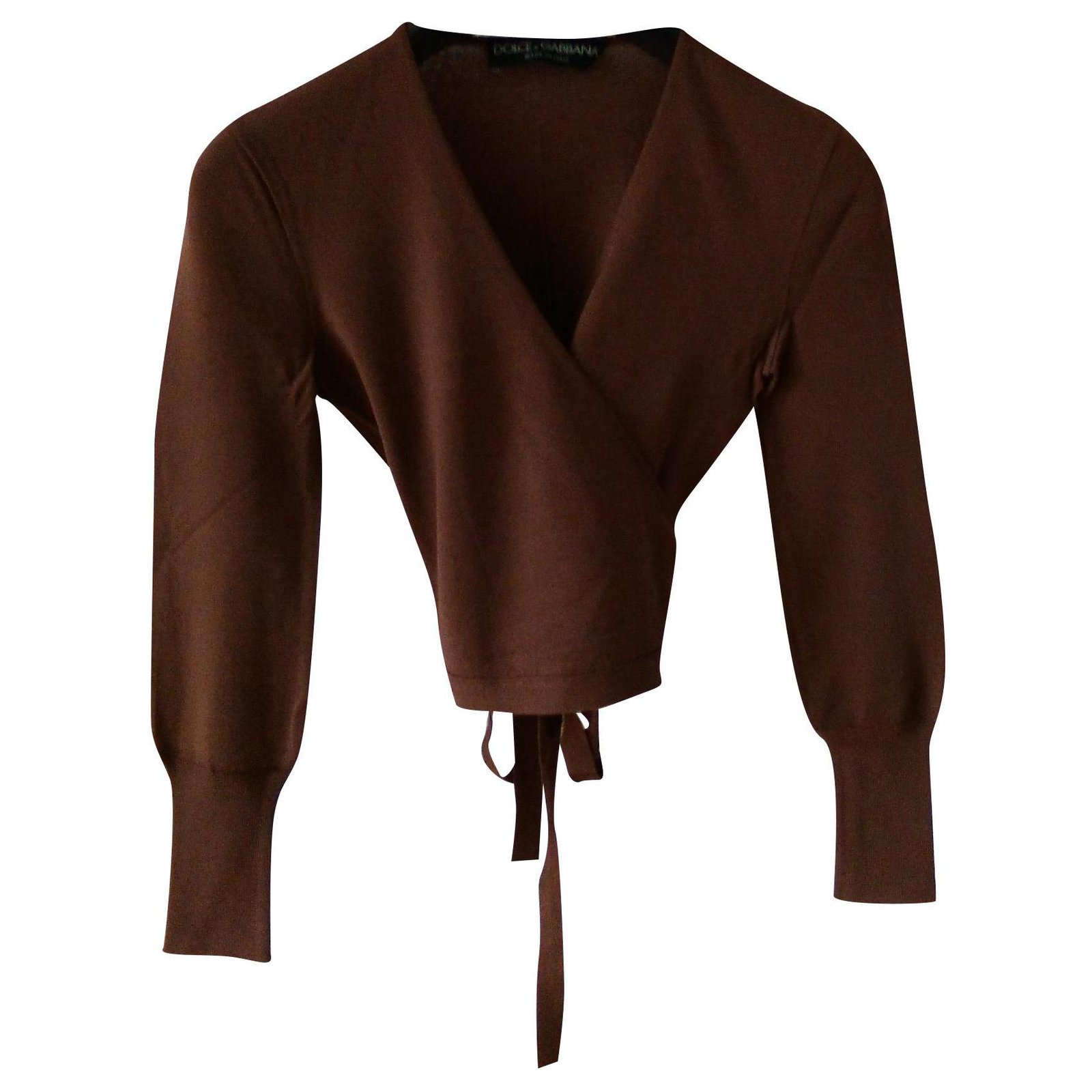 Dolce & Gabbana Virgin Wool Wrap Cardigan in Black Womens Jumpers and knitwear Dolce & Gabbana Jumpers and knitwear Brown 
