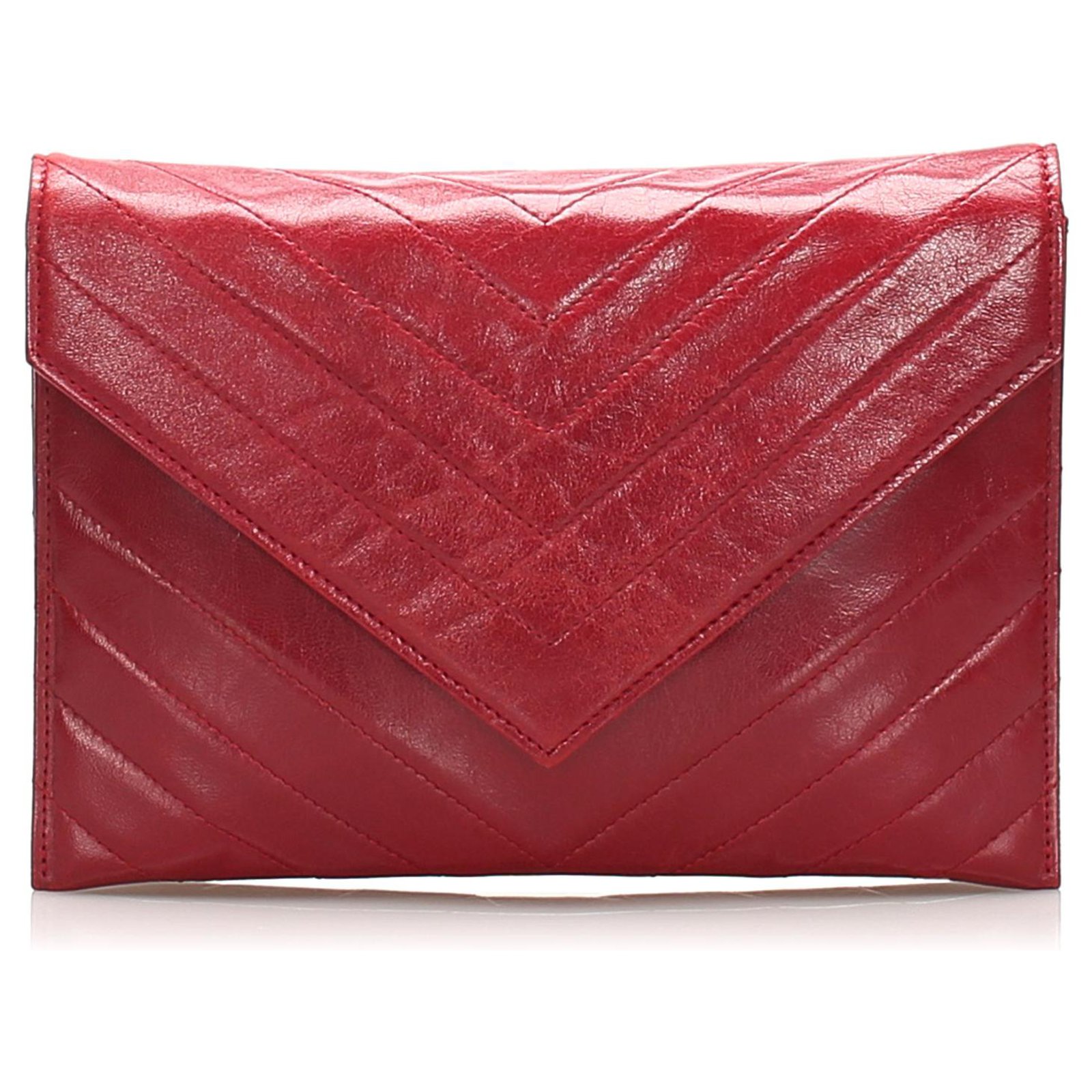 Saint Laurent Ysl Flap Quilted Leather Clutch Bag