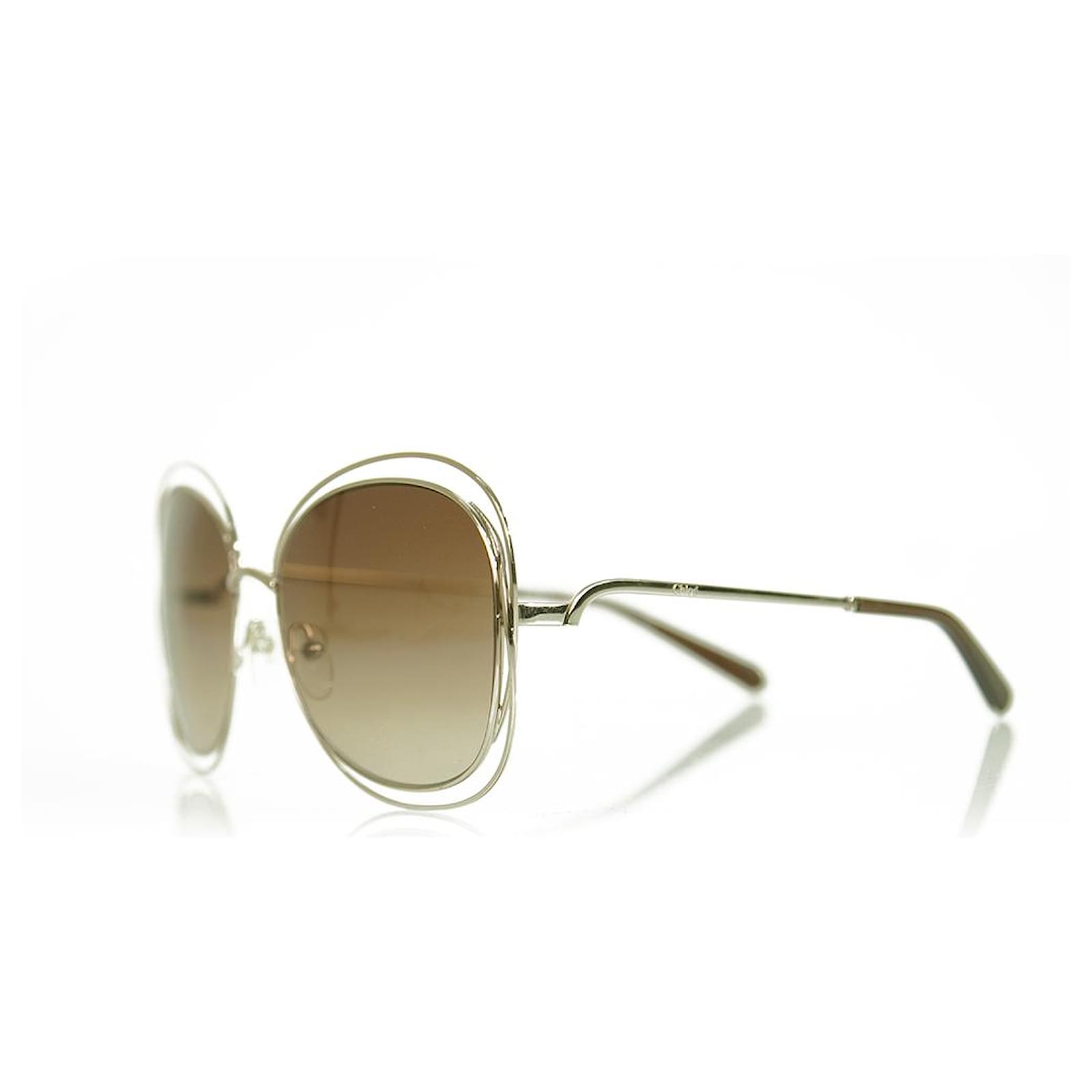 Chloé Chloe Carlina CE119S 786 Occhiali da sole con lenti sfumate marroni  oro rosa D'oro Metallo ref.240090 - Joli Closet