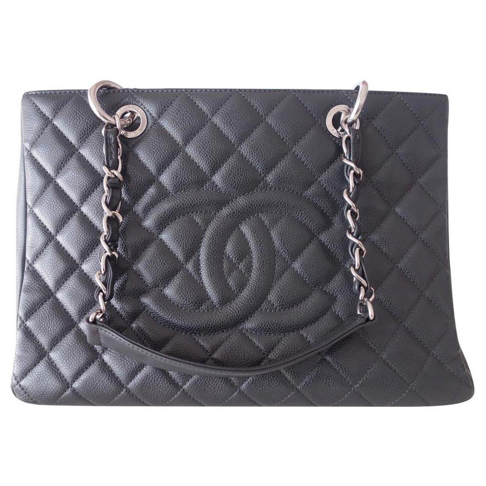 Chanel gray shopping bag Dark grey Leather ref.240139 - Joli Closet