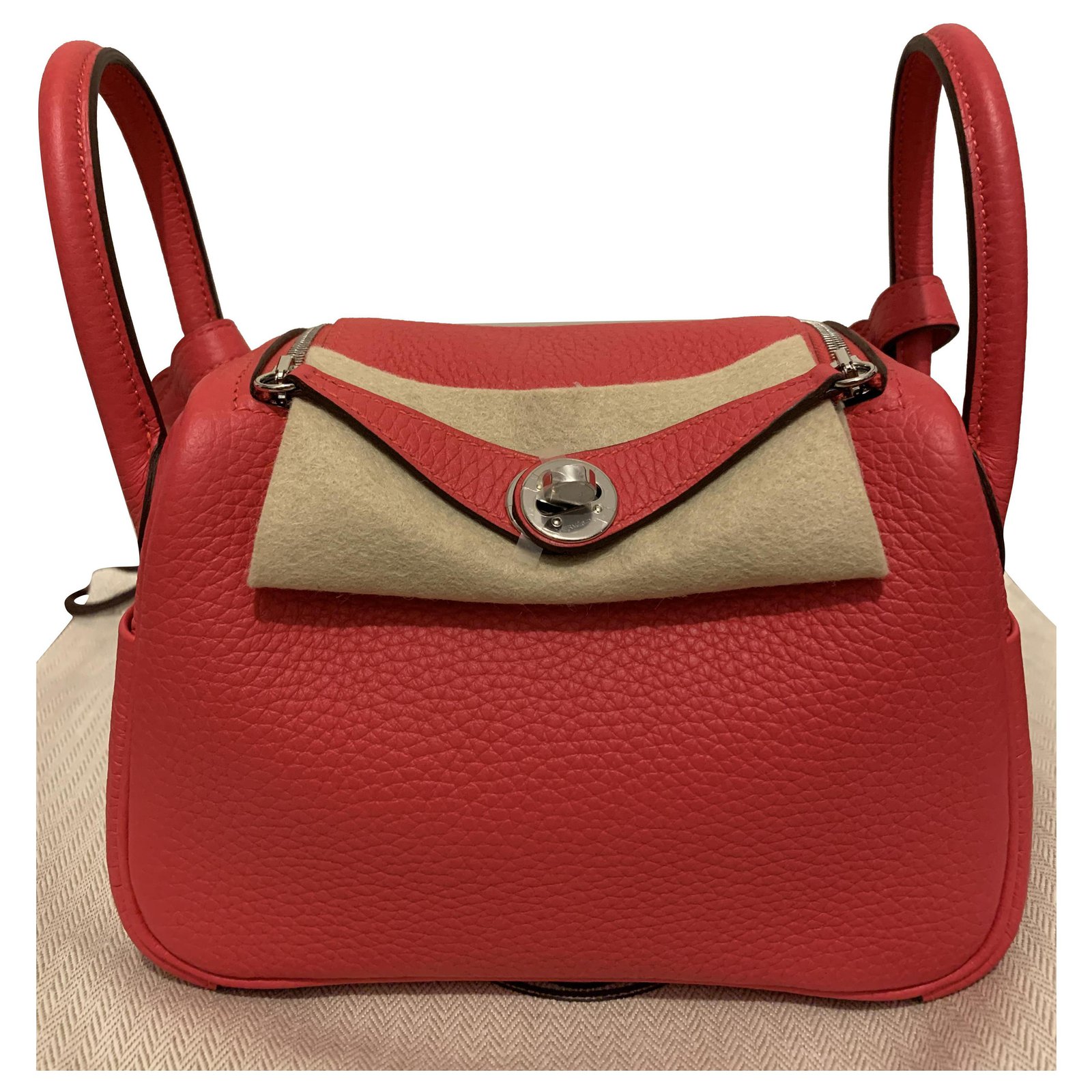 Hermes Mini Lindy Bag In Pink Clemence Leather 