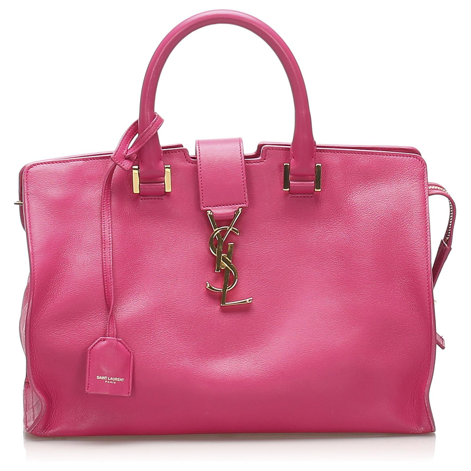 Yves Saint Laurent YSL Pink Cabas Monogram Leather Satchel Pony-style  calfskin ref.240295 - Joli Closet