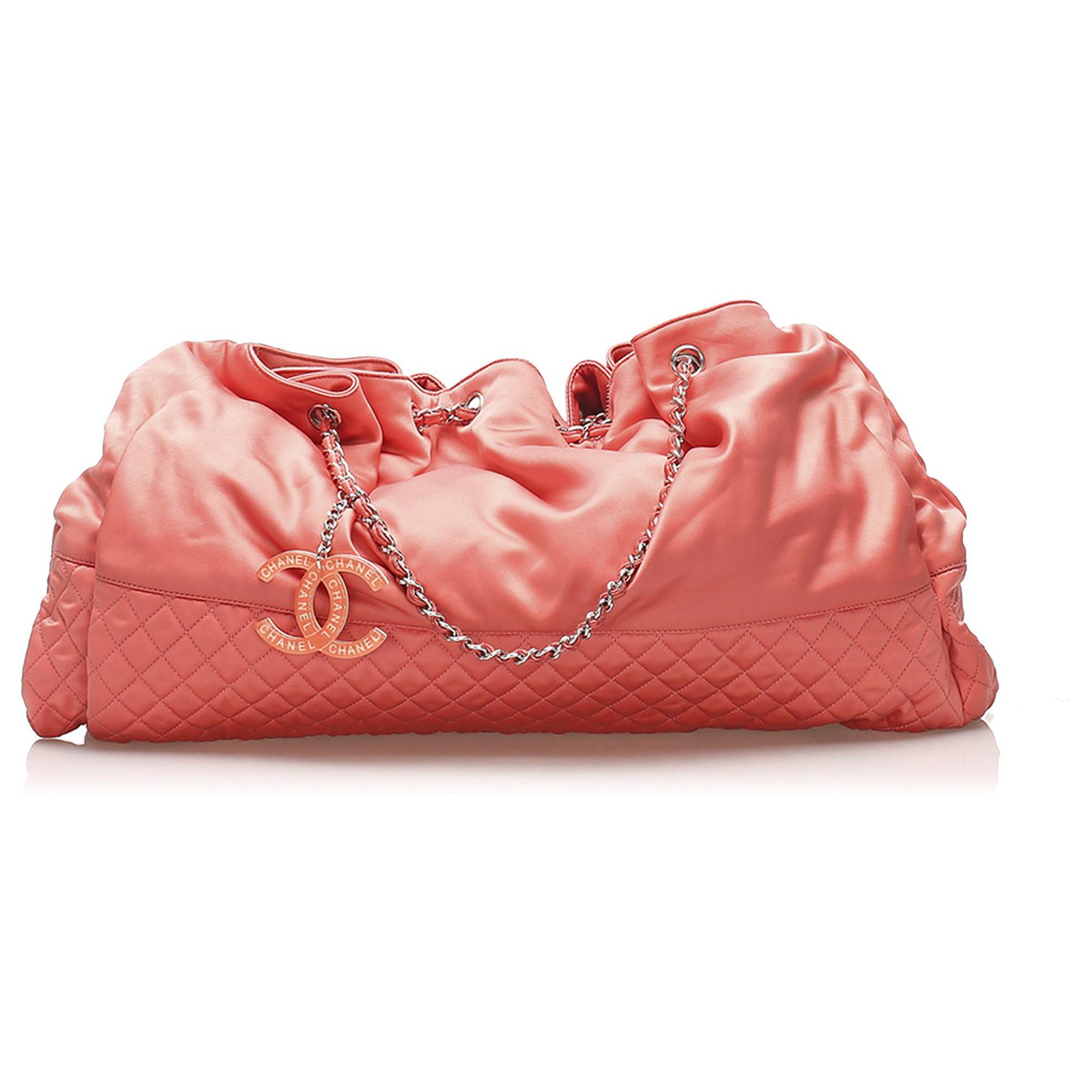 Chanel Pink Melrose Cabas Satin Shoulder Bag Cloth ref.240366