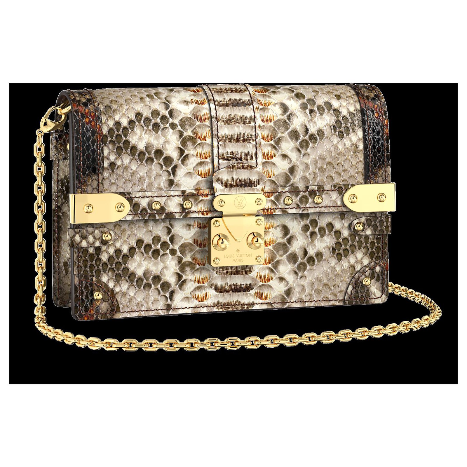 Louis Vuitton LV Trunk Chain wallet Python Brown ref.240436 - Joli