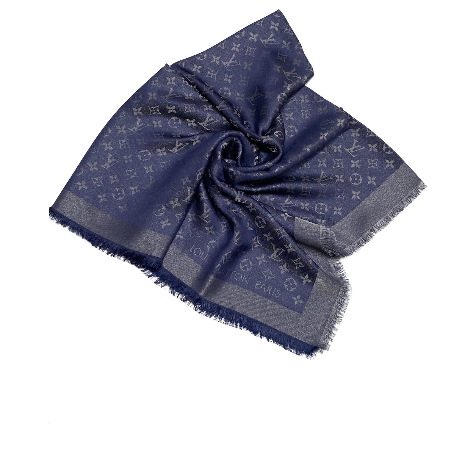 Louis Vuitton Blue Nuit Shawl Dark blue Silk ref.240442 - Joli Closet