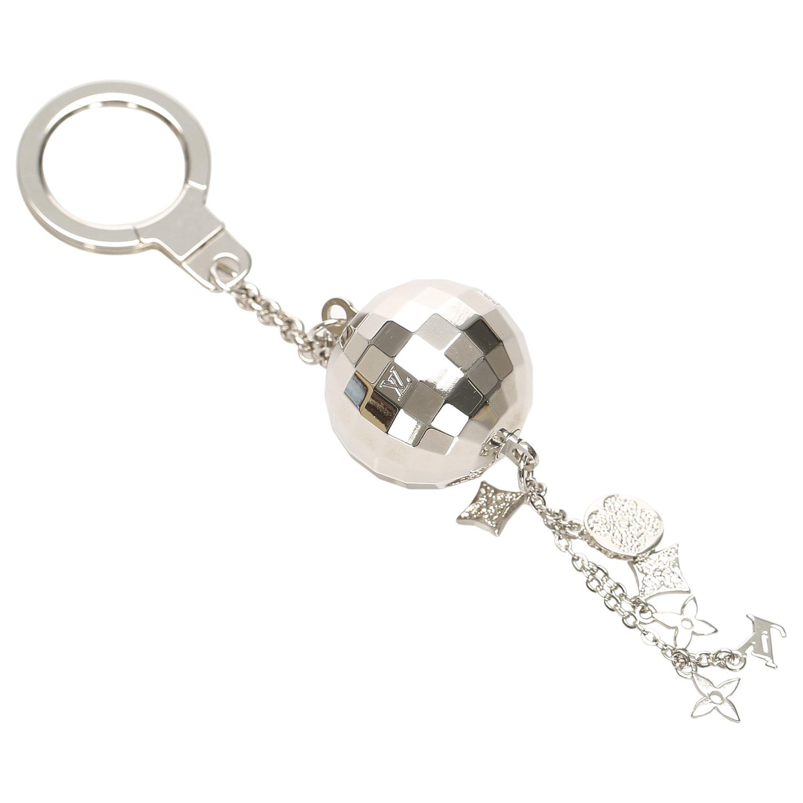 Louis Vuitton Silver Glitter Mirror Ball Key Chain Silvery Metal ref.240803  - Joli Closet