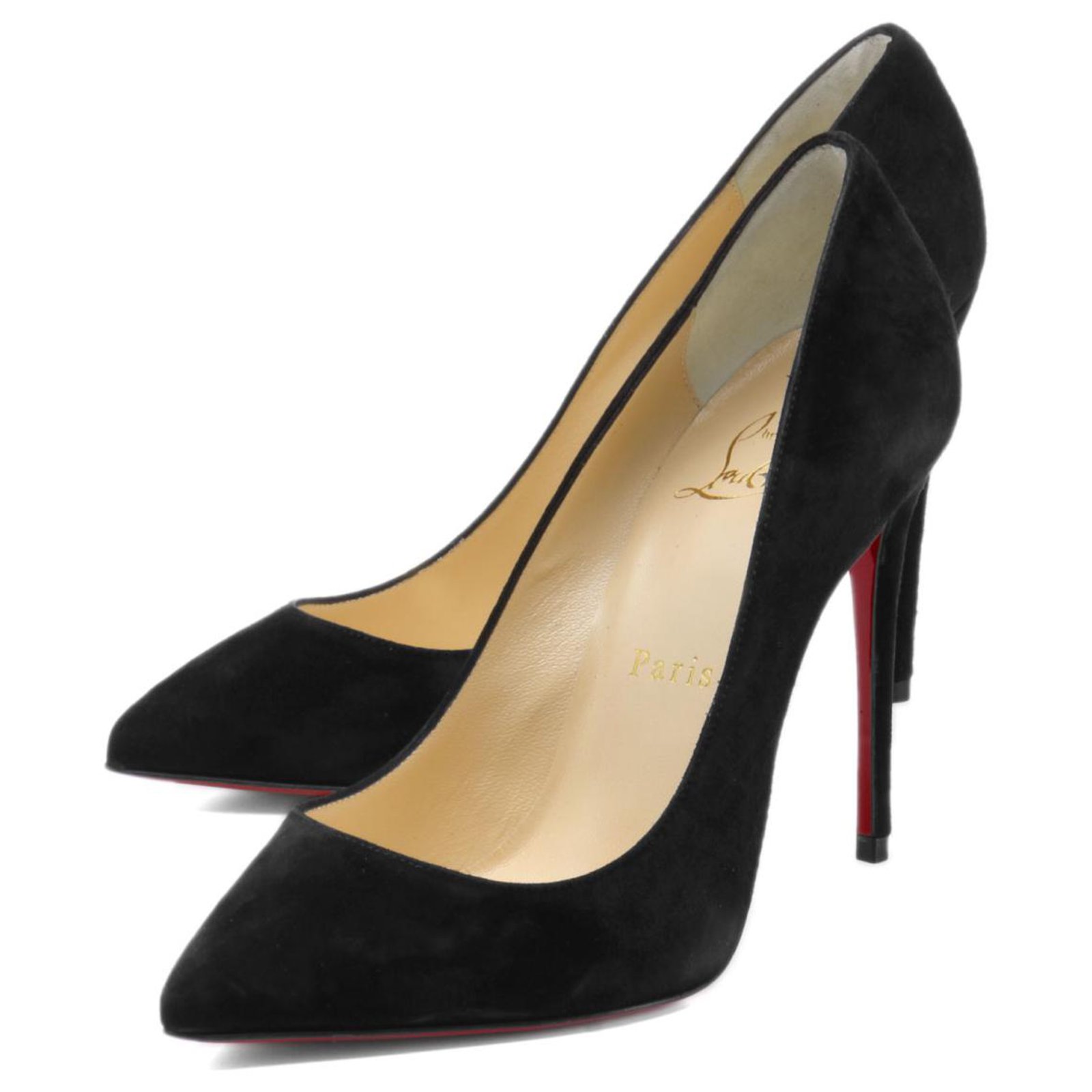 Louboutin Shoes Ladies BK01 Pointed Toe Pumps PIGALLE Black Suede Leather ref.241048 - Joli Closet