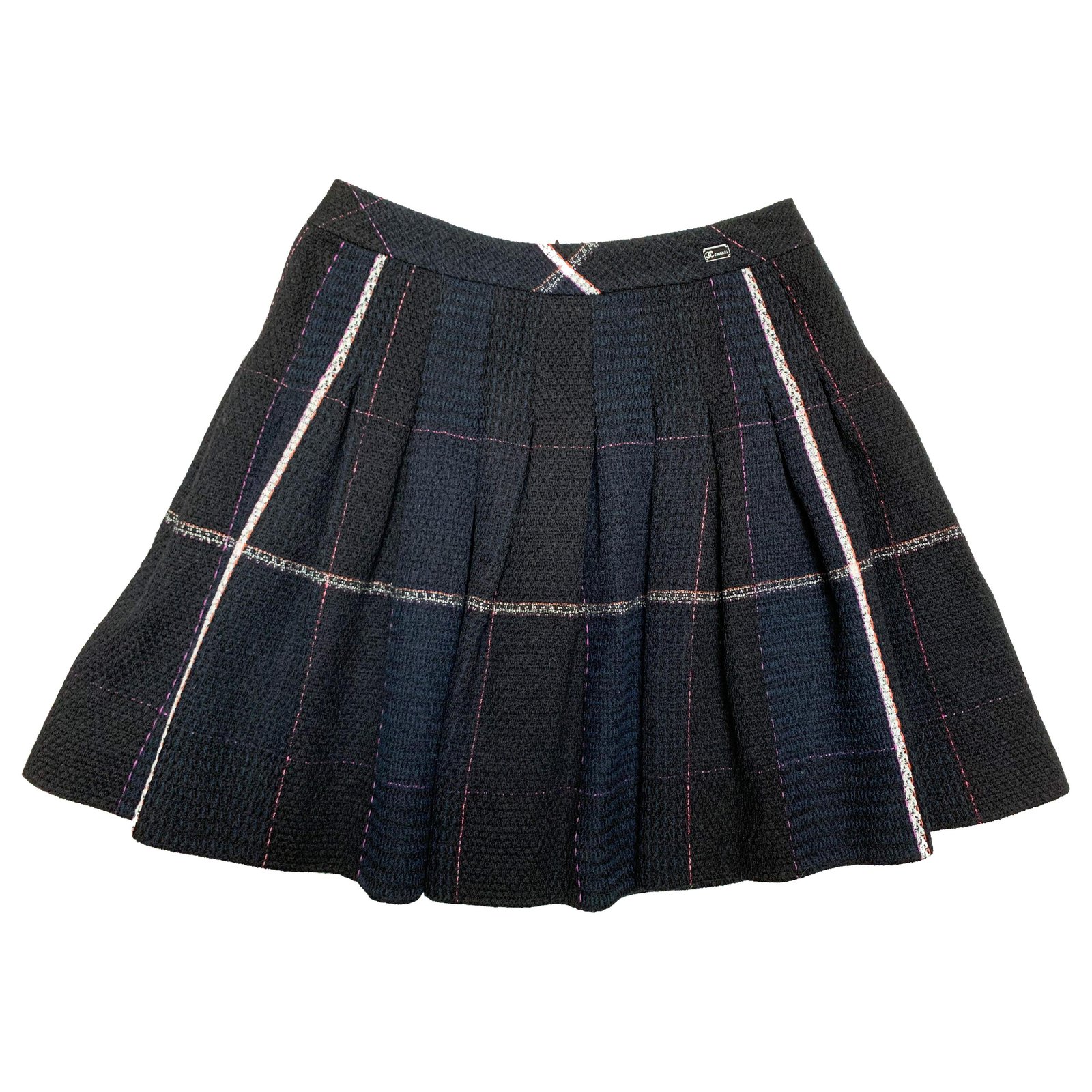 tweed skirt navy blue