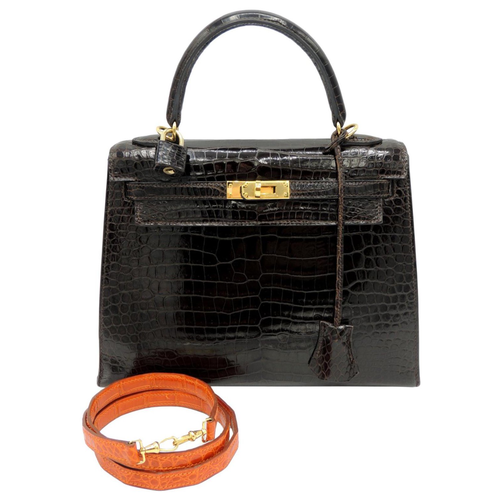 Hermès HERMES BAG KELLY 25 POROSUS Dark brown Exotic leather ref.241533 -  Joli Closet