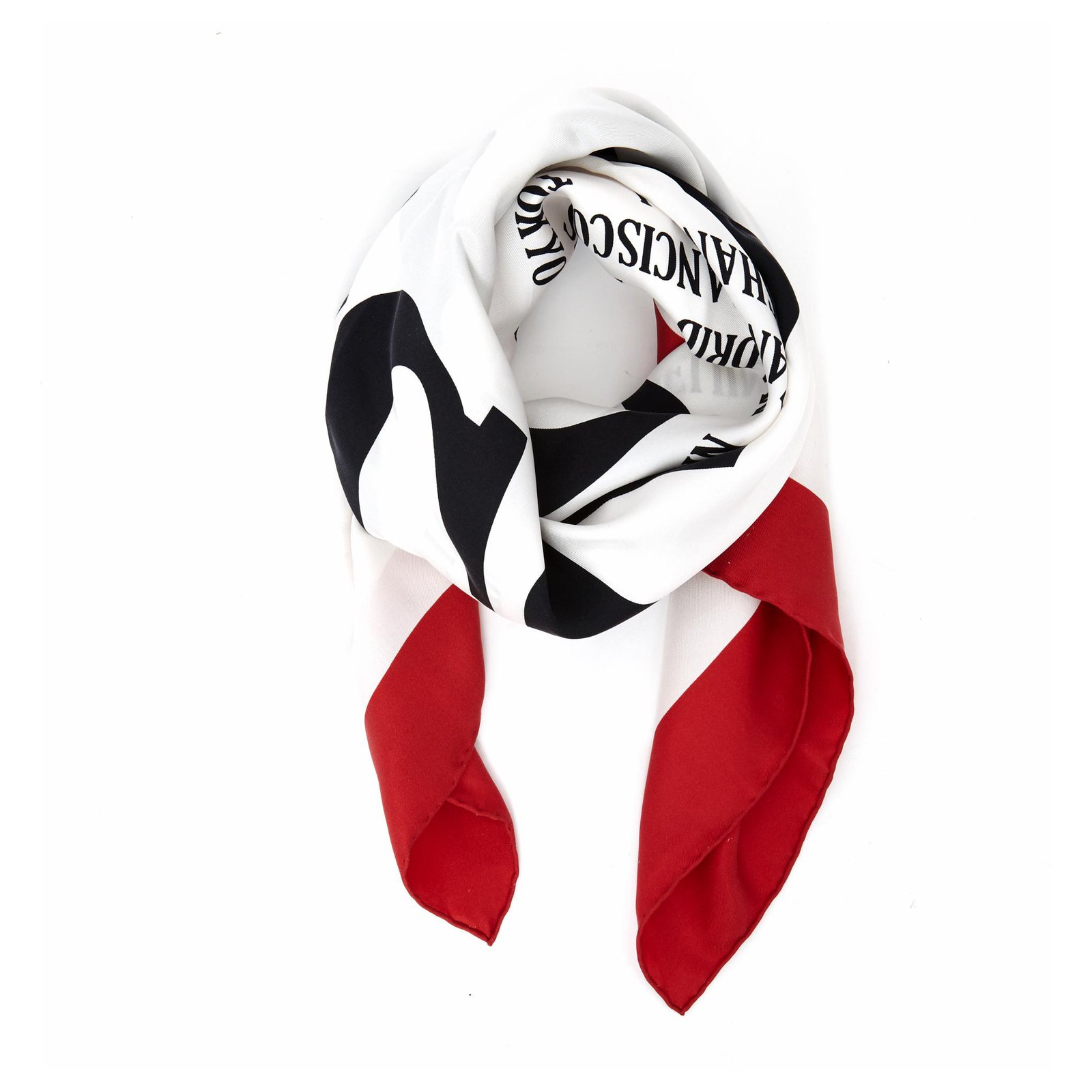 Striped monogram silk scarf creme