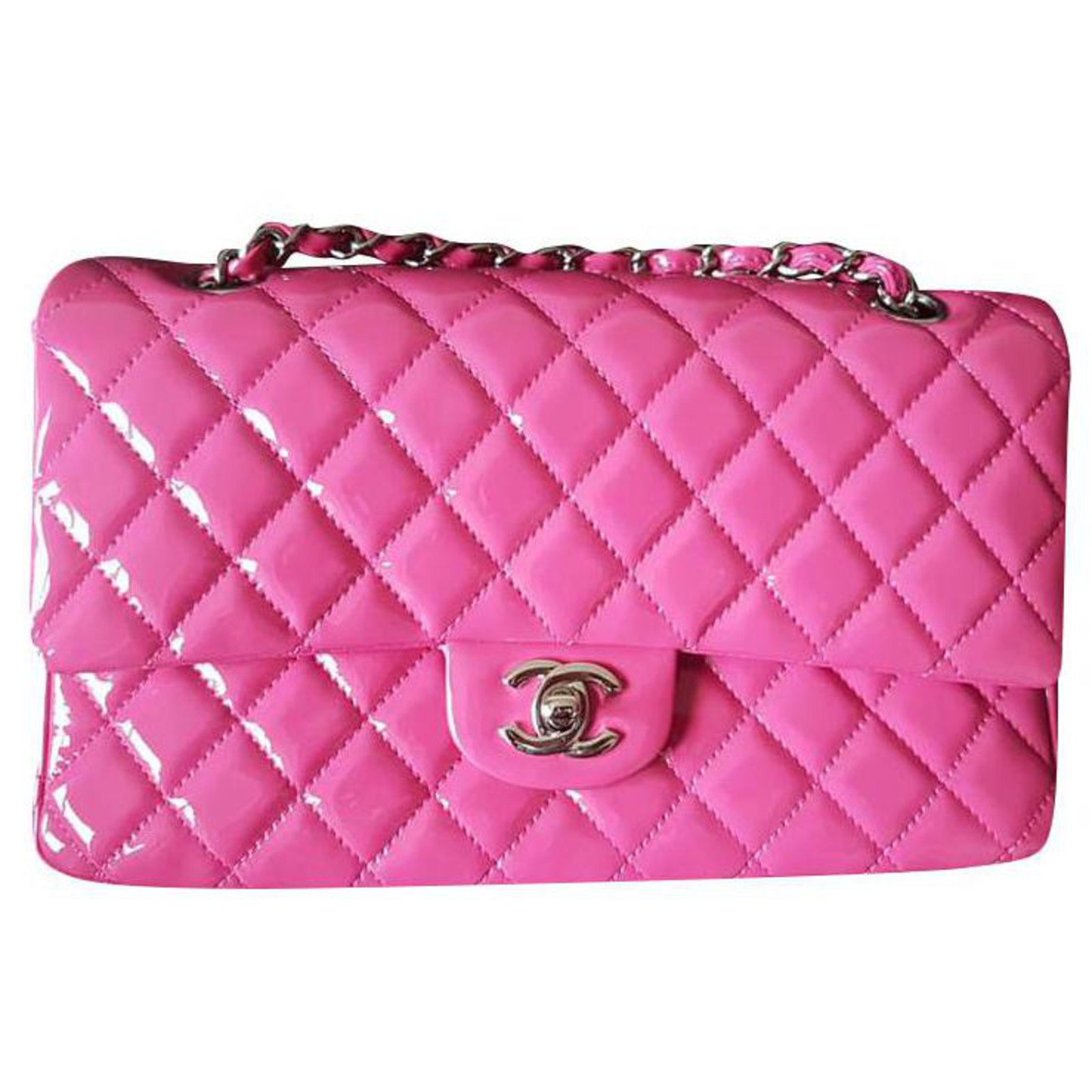 Chanel Timeless Classic Medium/Large Flap Pink Patent leather ref