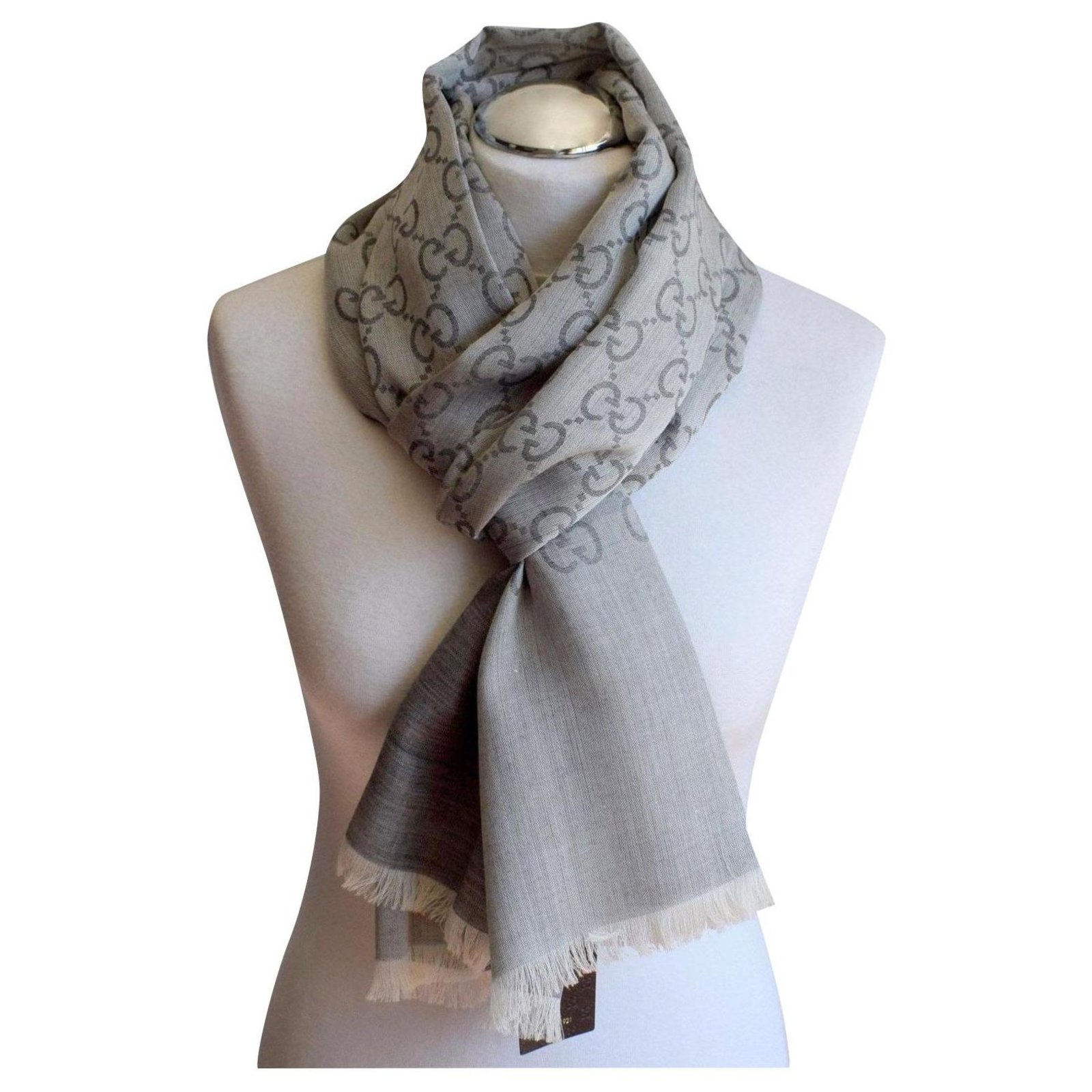 Atomisk Arving Lav GUCCI SCARF WOOL AND SILK NEW Grey ref.242858 - Joli Closet