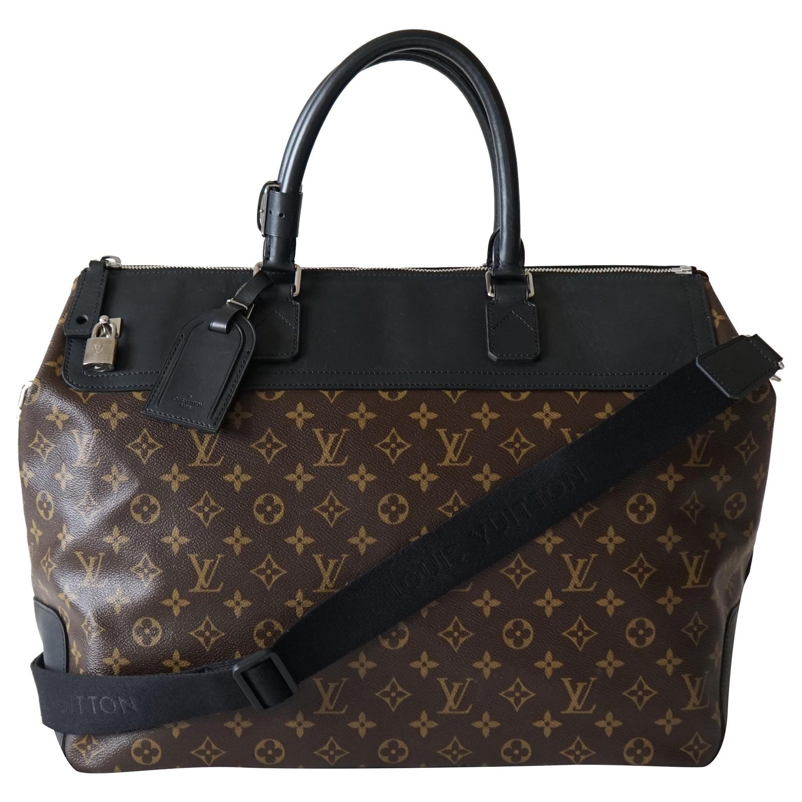 Louis Vuitton Bags Briefcases Brown Black Leather Cloth ref.242878 - Joli  Closet