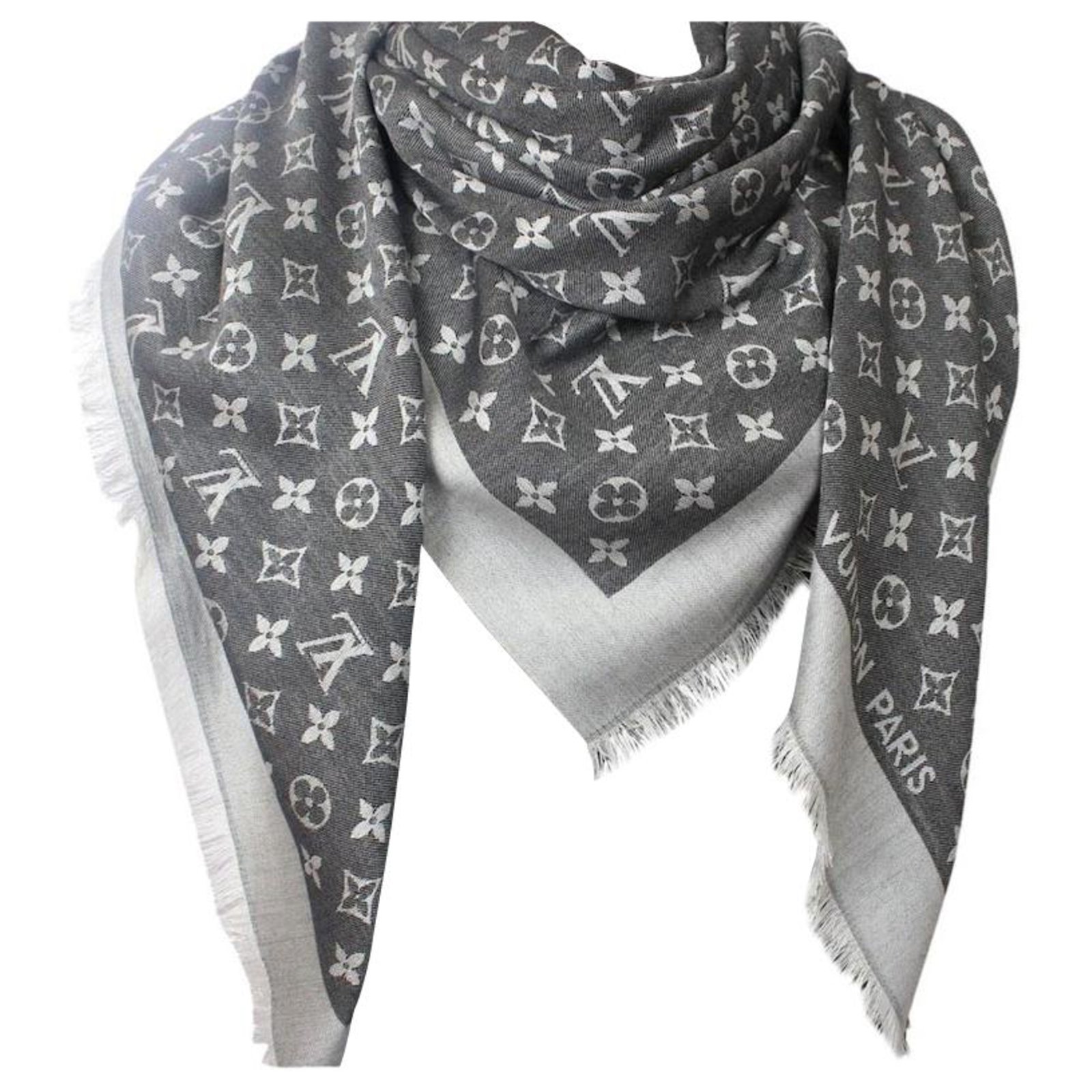 louis vuitton silk scarf black and white