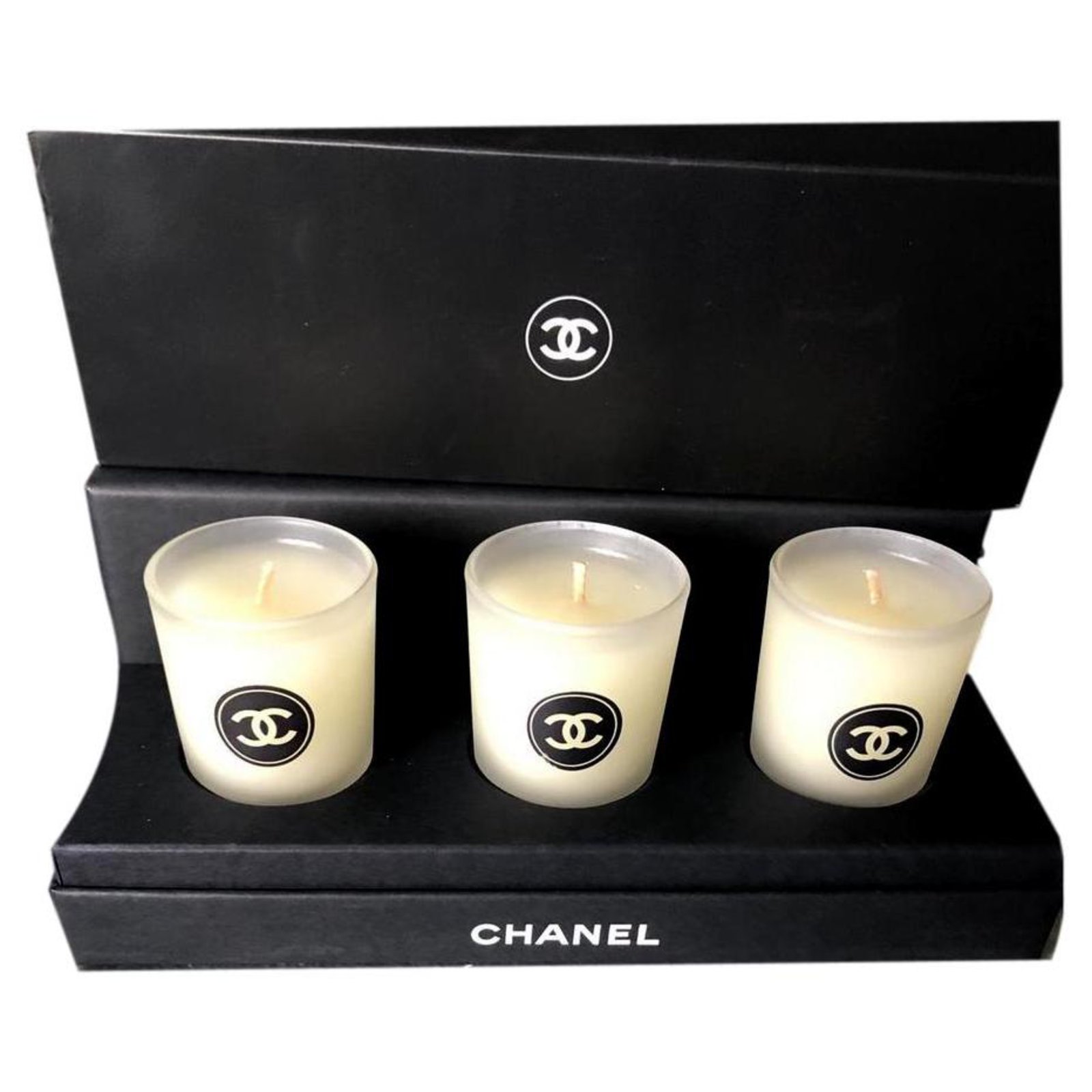 عطل منشوريا واقع  Box 3 CANDLES CHANEL Black Glass ref.242448 - Joli Closet