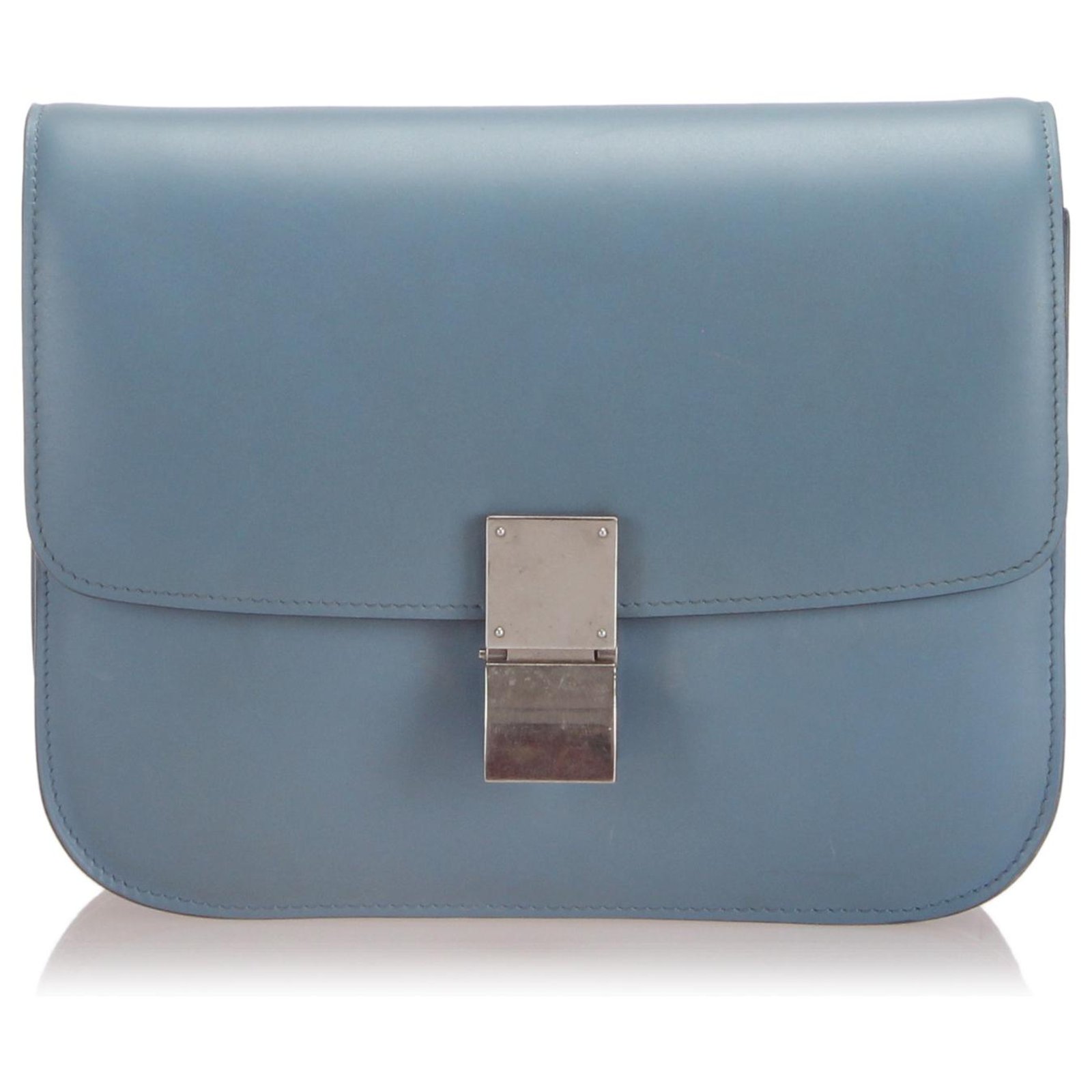 Bright Blue Leather Box Handbag