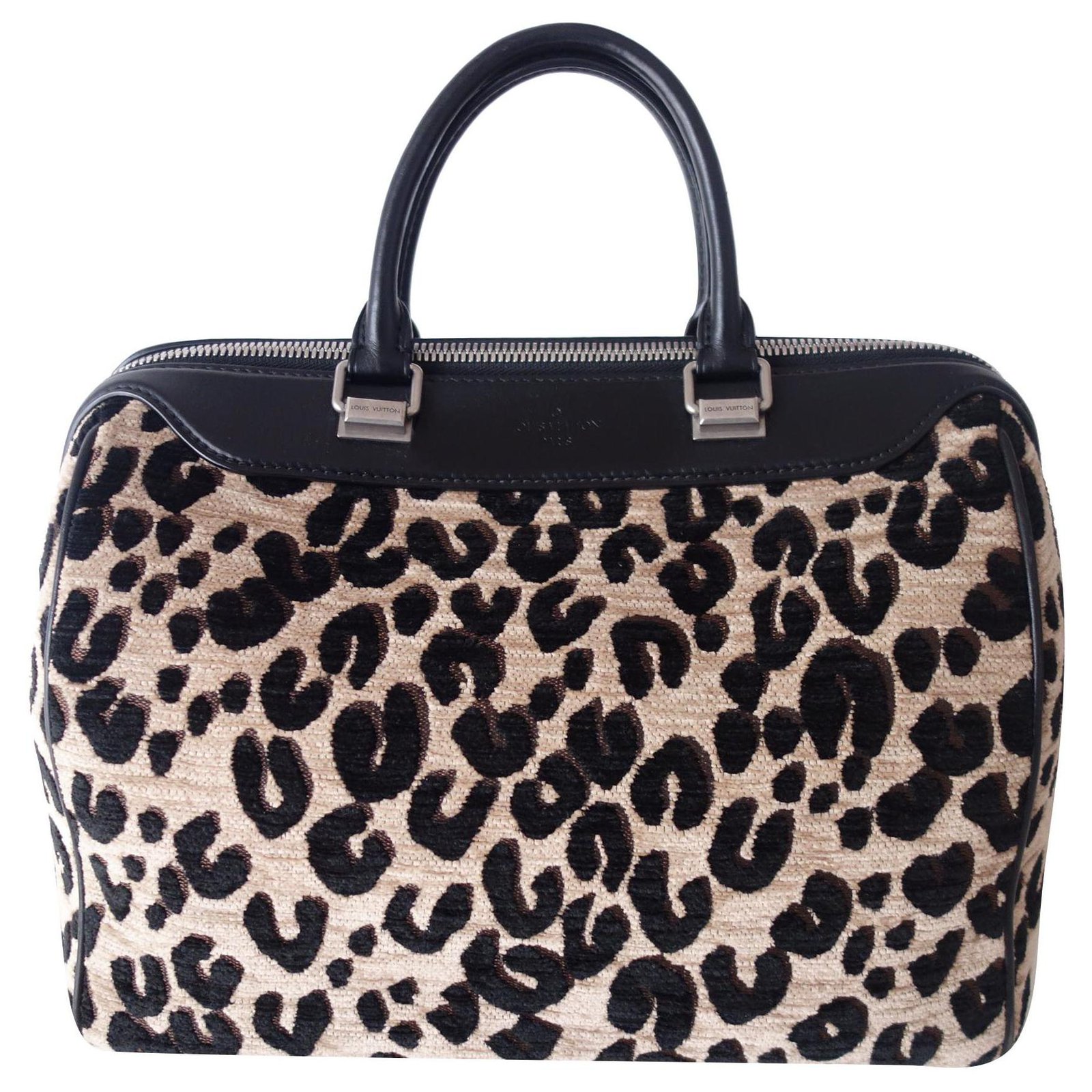 Louis Vuitton Stephen Sprouse bag Black Leopard print Leather Cloth  ref.243318 - Joli Closet