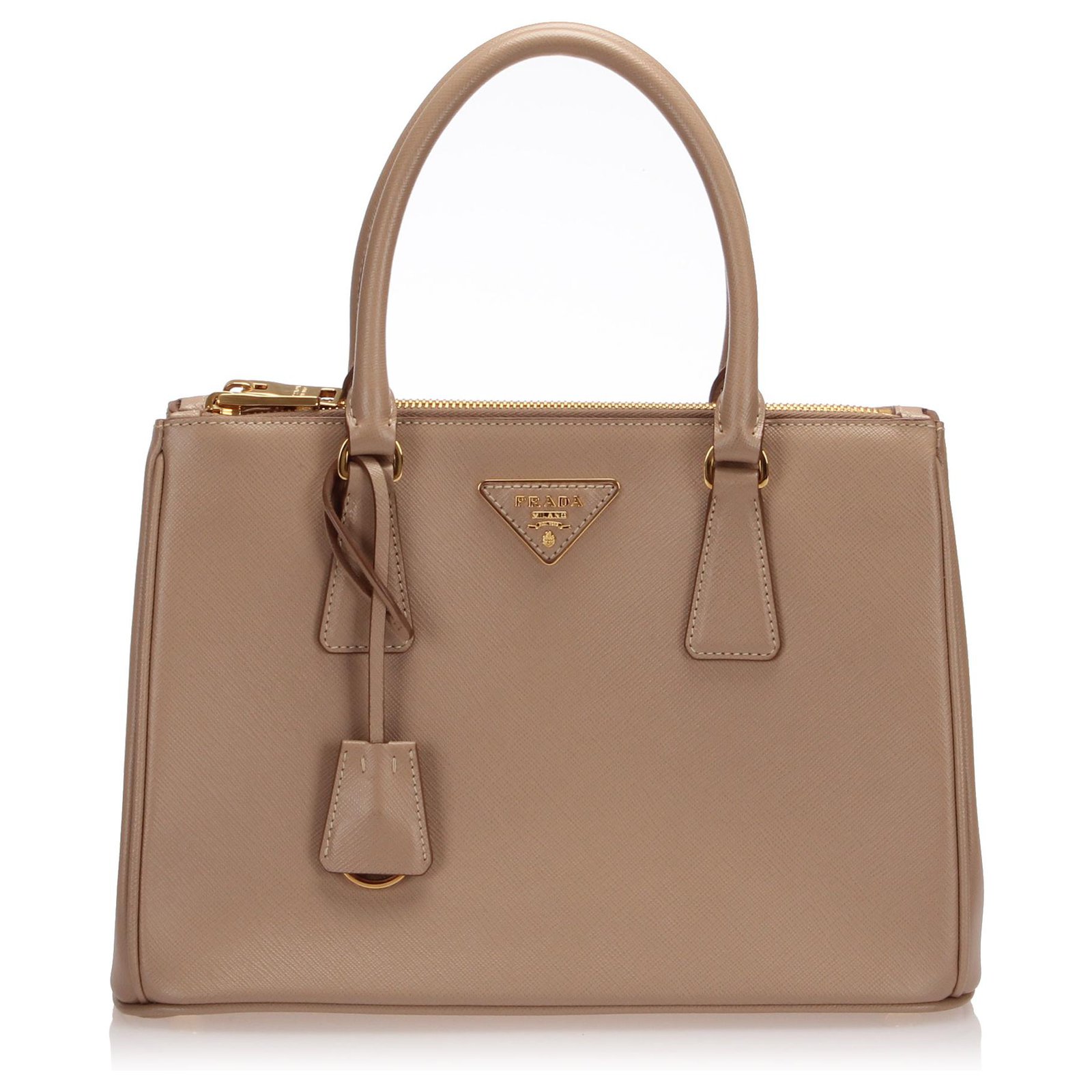 Prada Saffiano Galleria Handbag Brown Leather Pony-style calfskin