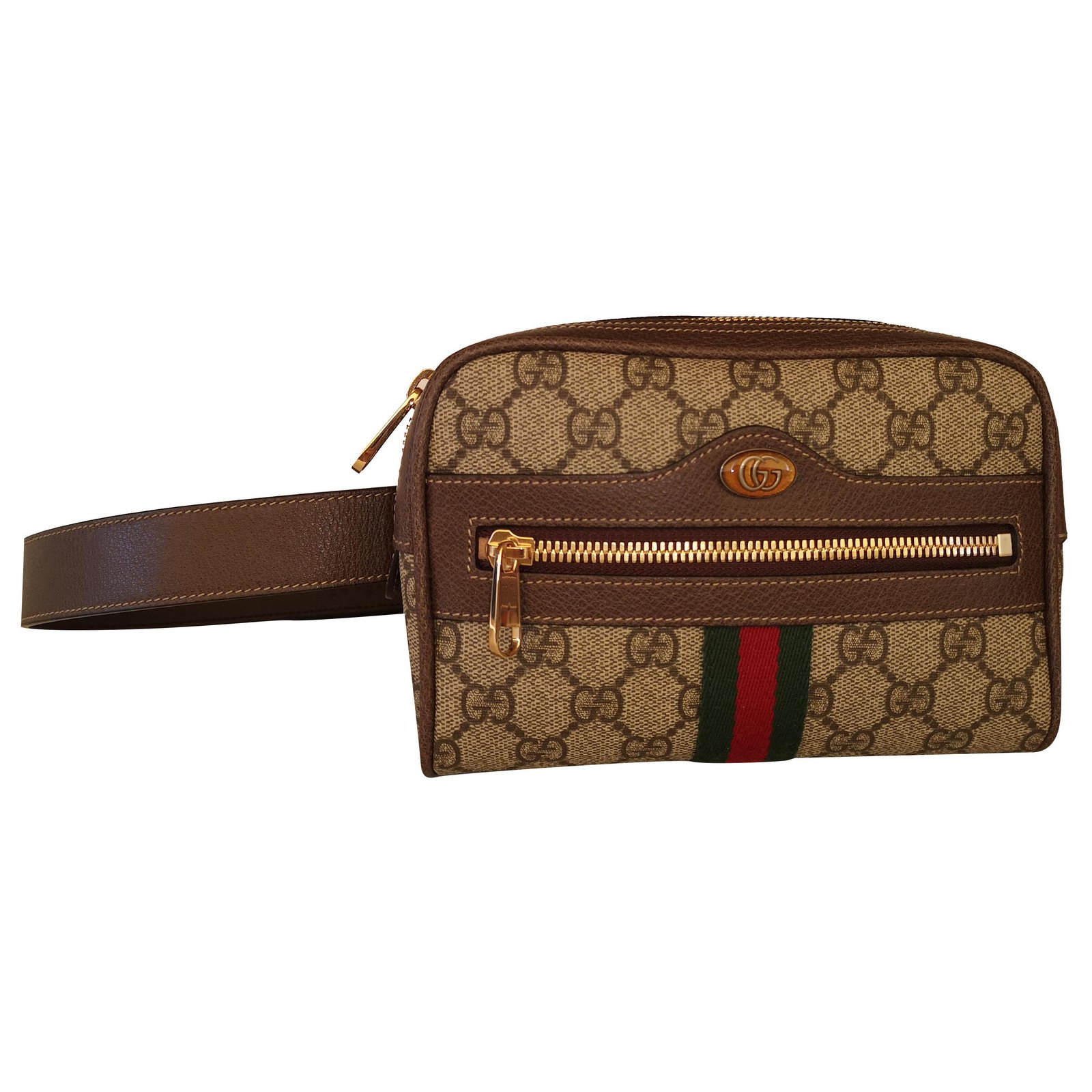 Gucci Beige/Brown GG Supreme Canvas and Leather Ophidia Pouch Gucci