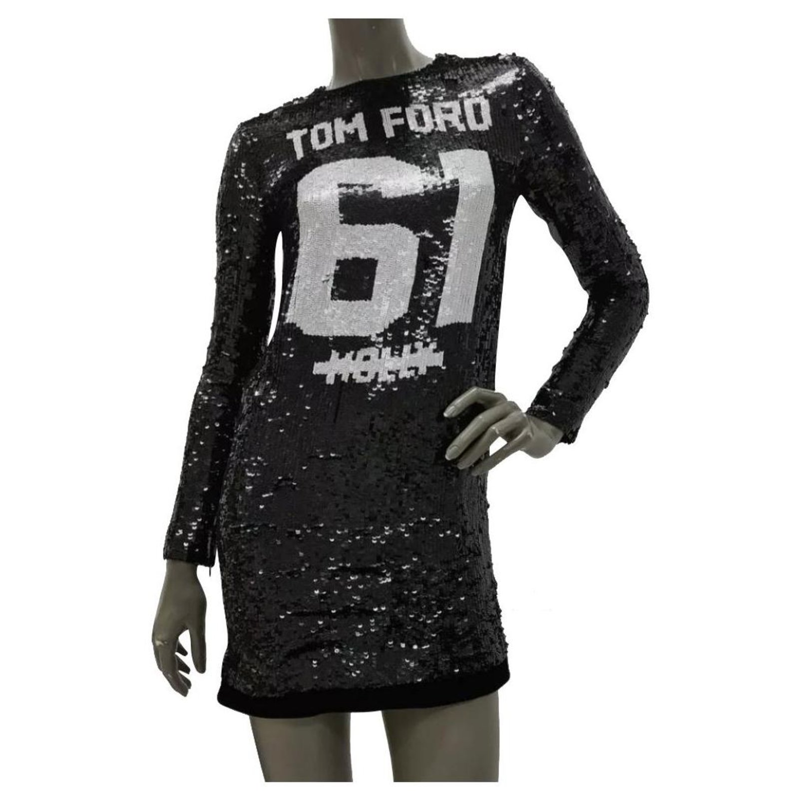 Tom Ford Black White Sequins Dress Sz 38  - Joli Closet