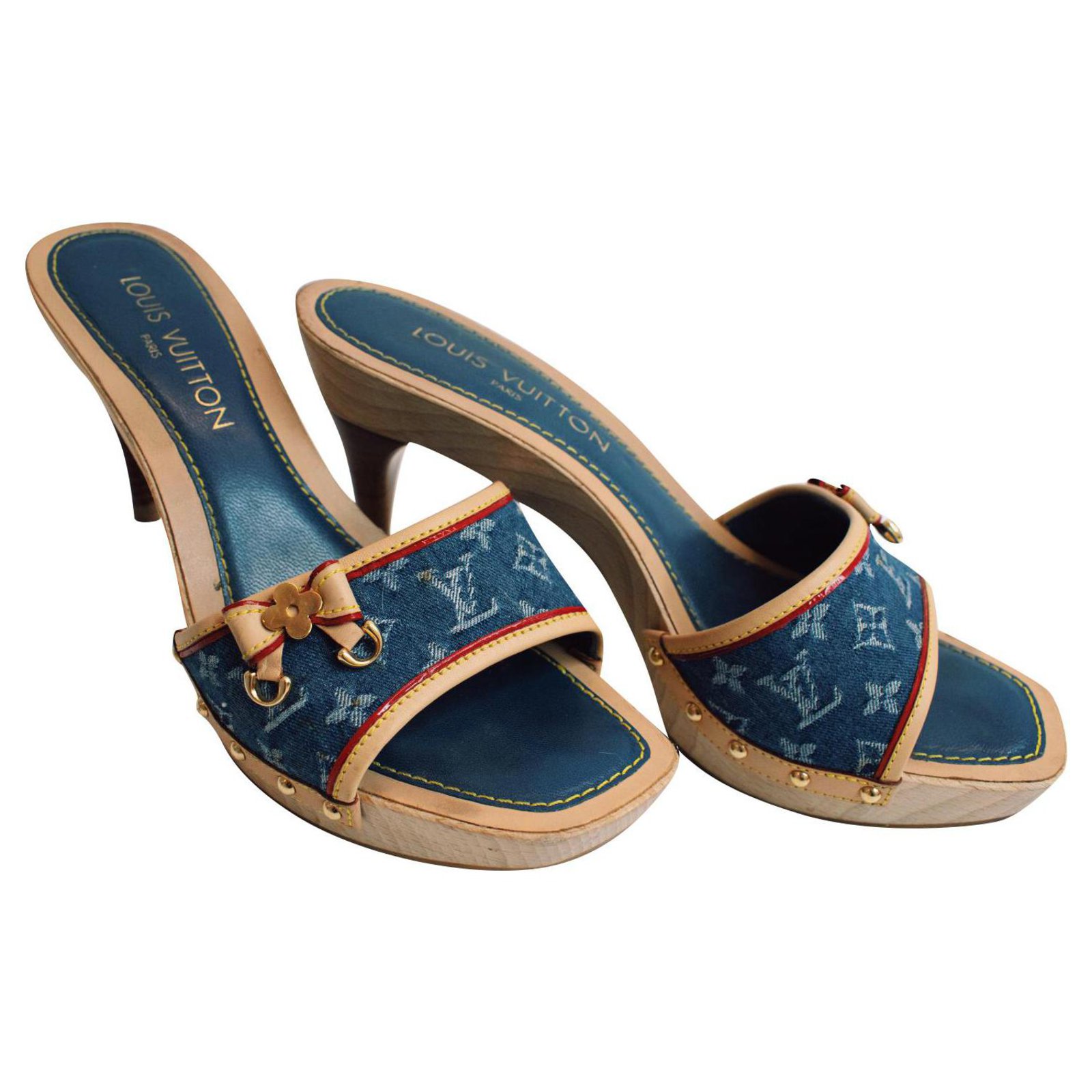 Louis Vuitton Sandals Blue Tweed ref.243692 - Joli Closet