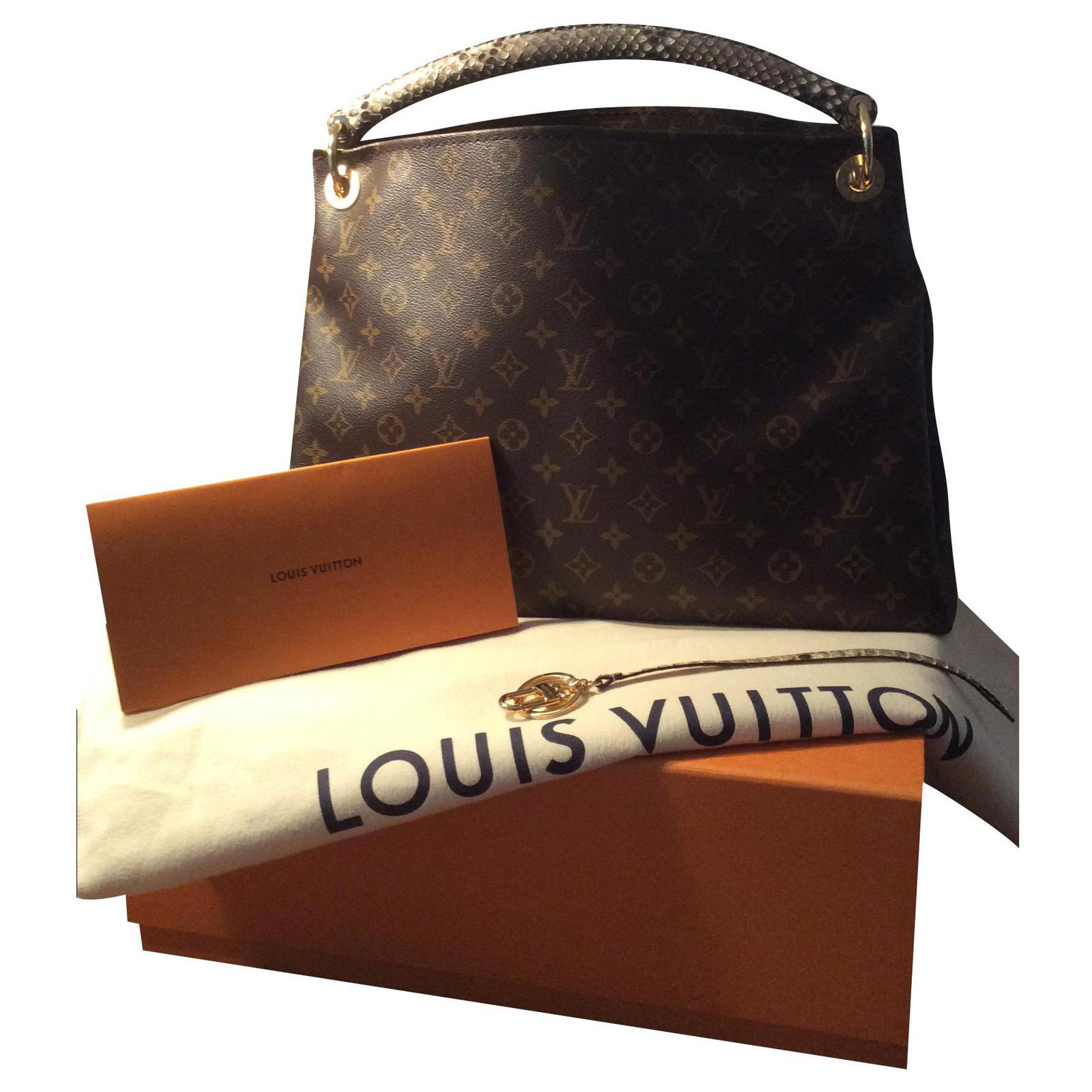 Autre Marque Original Louis Vuitton Artsy MM Python leather - Monogram -  luxury Dark brown Cotton ref.243698 - Joli Closet