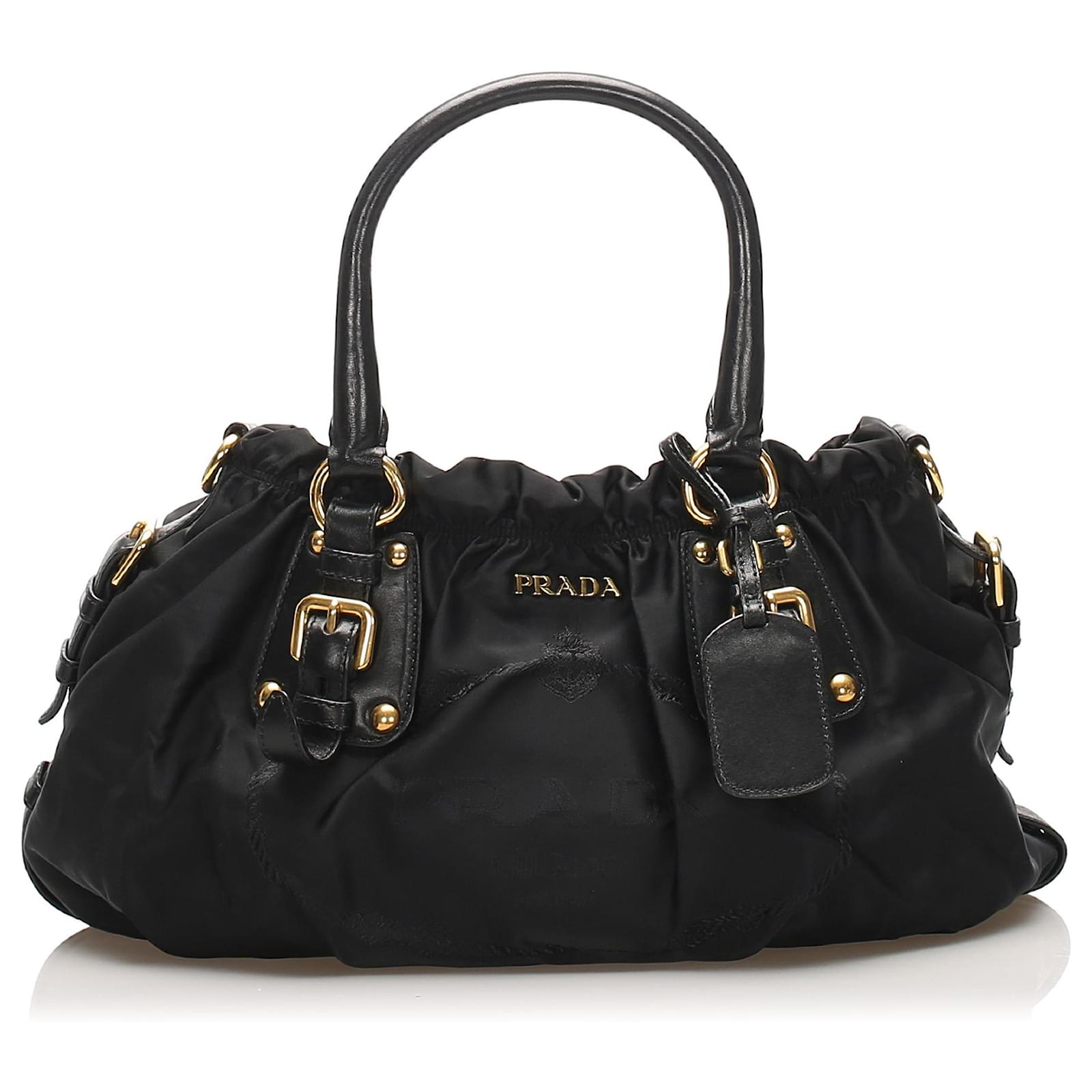 PRADA Canapa Saffiano Shoulder Bag Nero Black 174954
