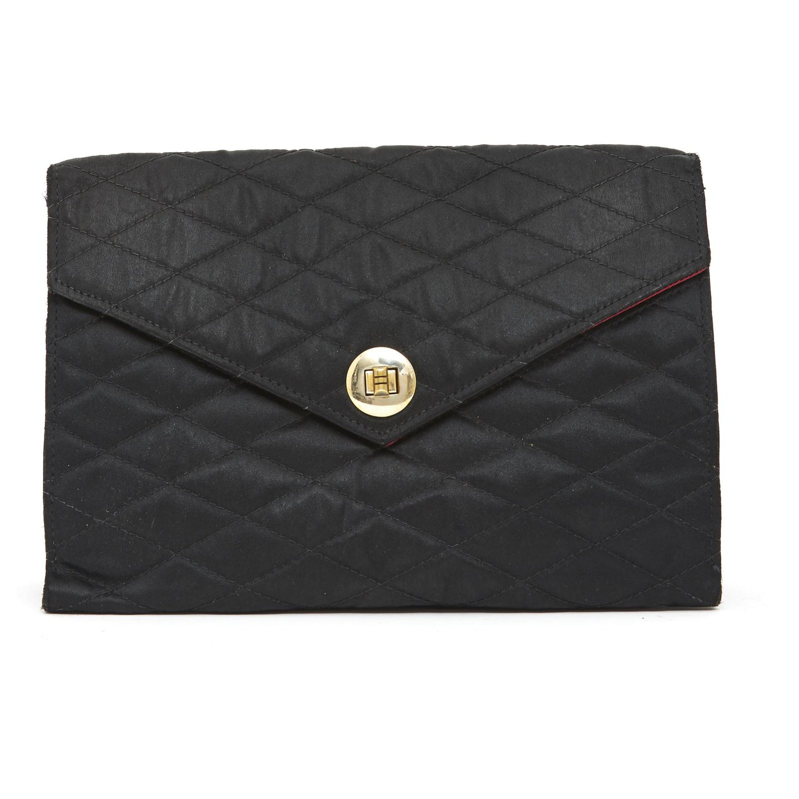 Chanel BLACK SATIN VINTAGE CLUTCH CLASSIC Silk ref.243984 - Joli Closet