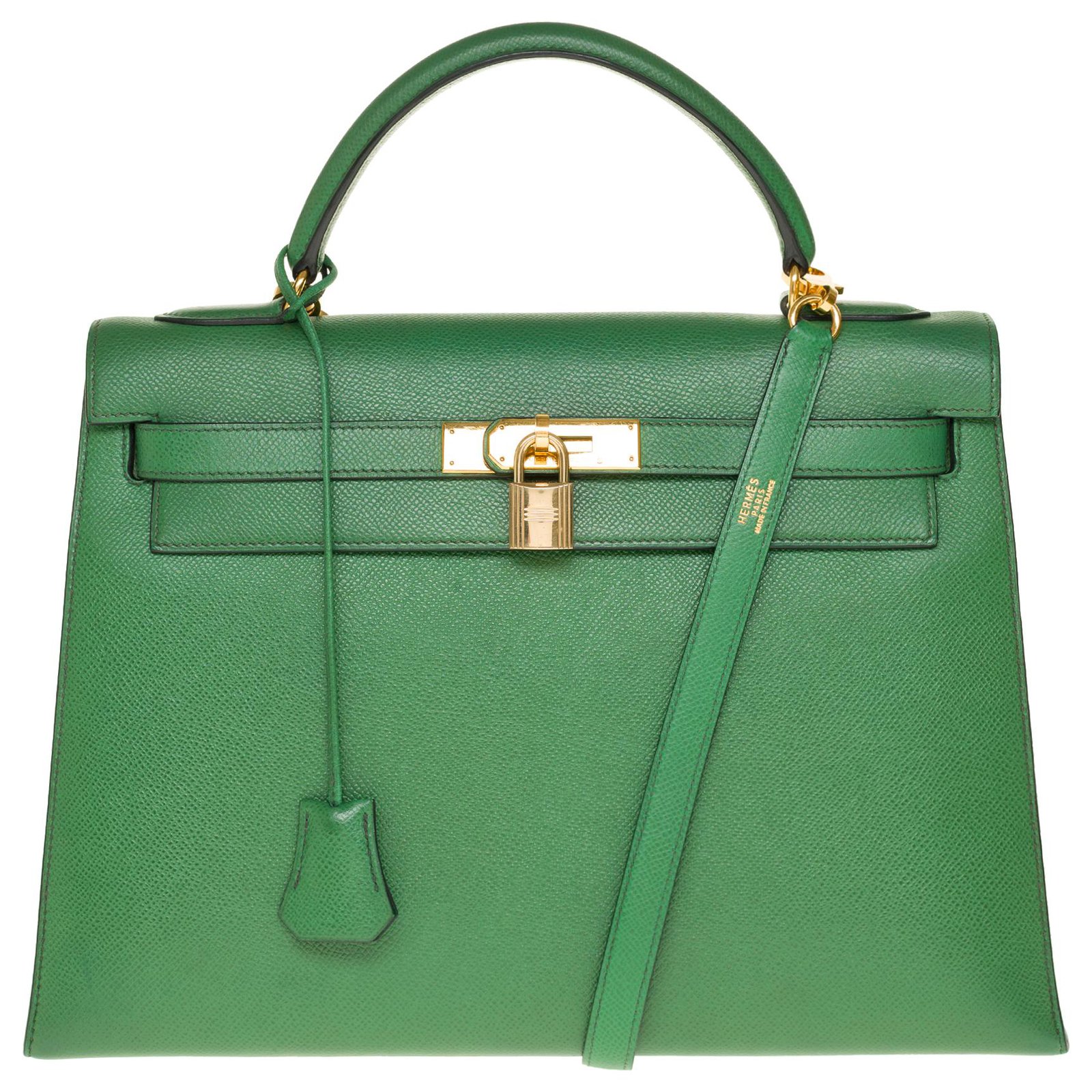 Hermes Kelly Bag Epsom Leather Gold Hardware In Green