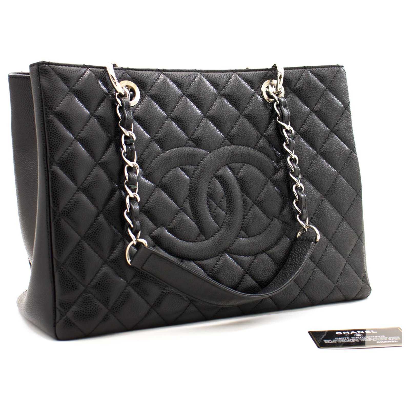 CHANEL Caviar GST 13 Grand Shopping Tote Chain Shoulder Bag Black Leather  ref.244185 - Joli Closet