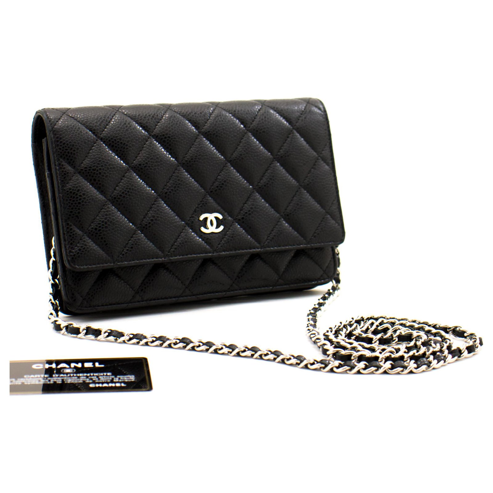 CHANEL Caviar Wallet On Chain WOC Black Shoulder Bag Crossbody Leather  ref.244189 - Joli Closet