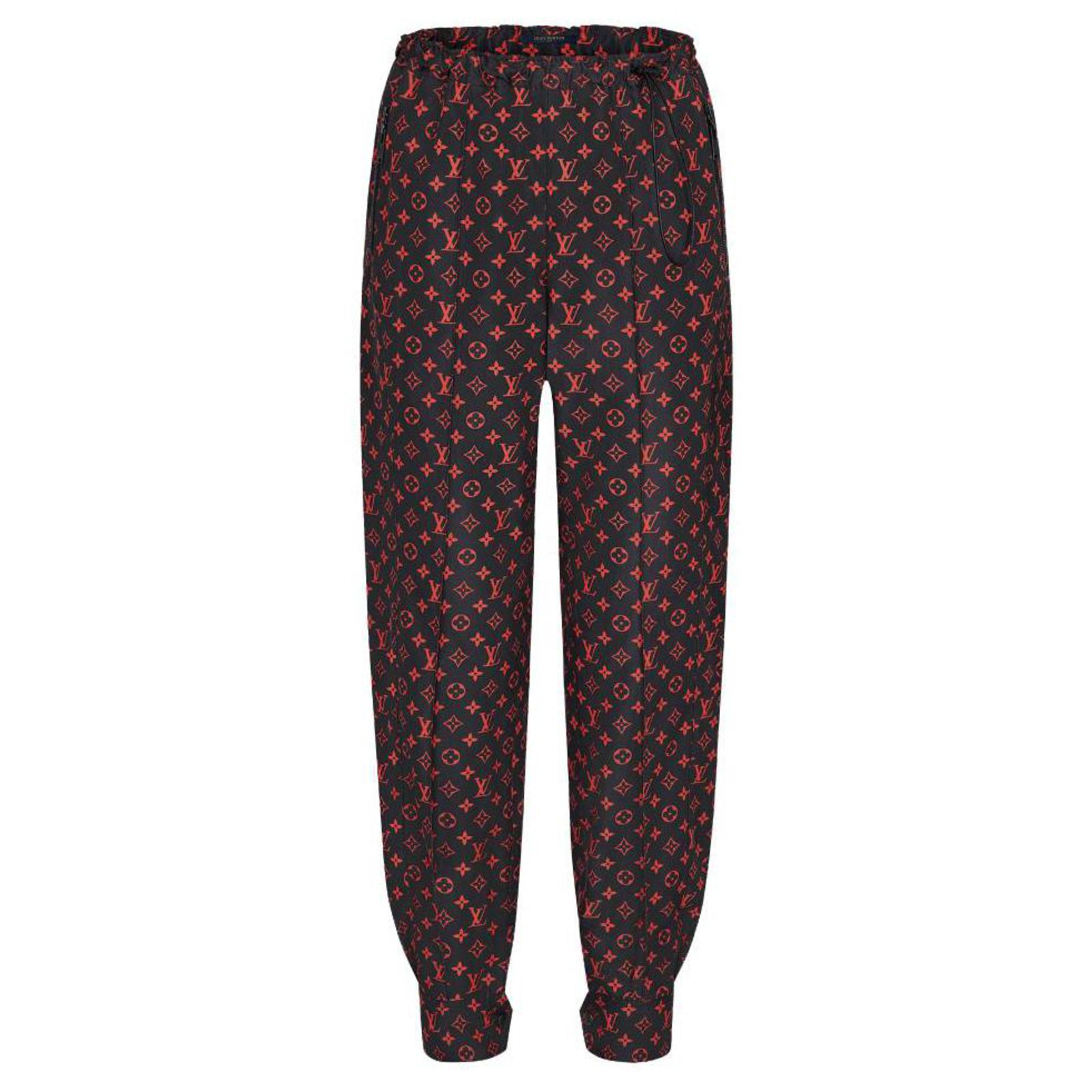 Louis Vuitton Monogram jogging pants Black Red Polyamide ref