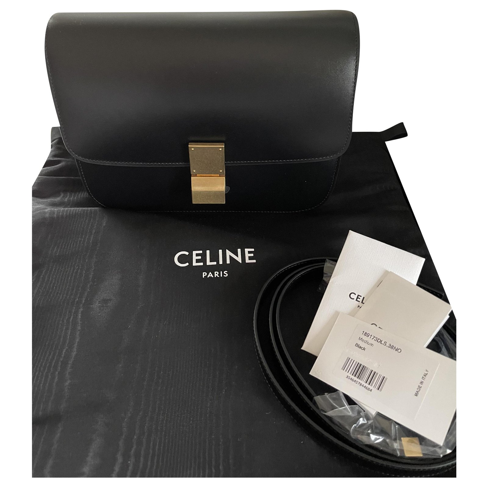 Céline Celine medium classic box Black Leather ref.244726 - Joli Closet
