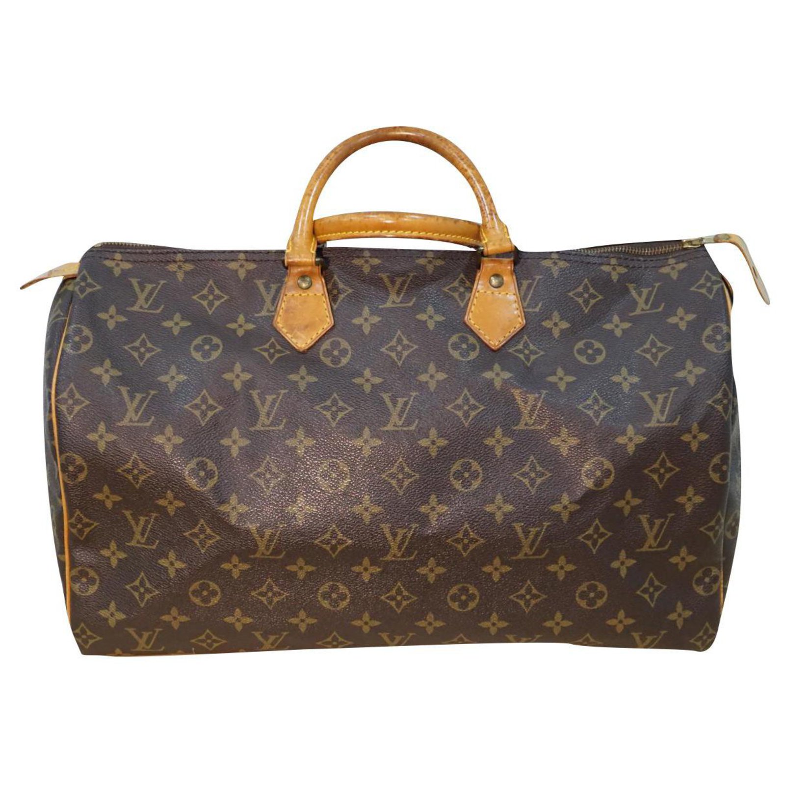 Louis Vuitton Monogram Canvas Speedy 40 Bag Brown Leather ref