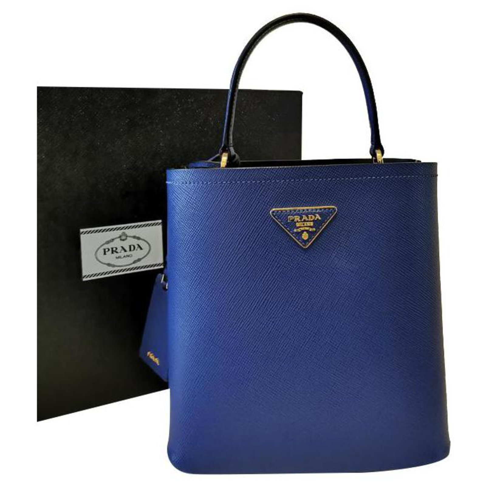 Prada Panier Saffiano Blue Leather  - Joli Closet