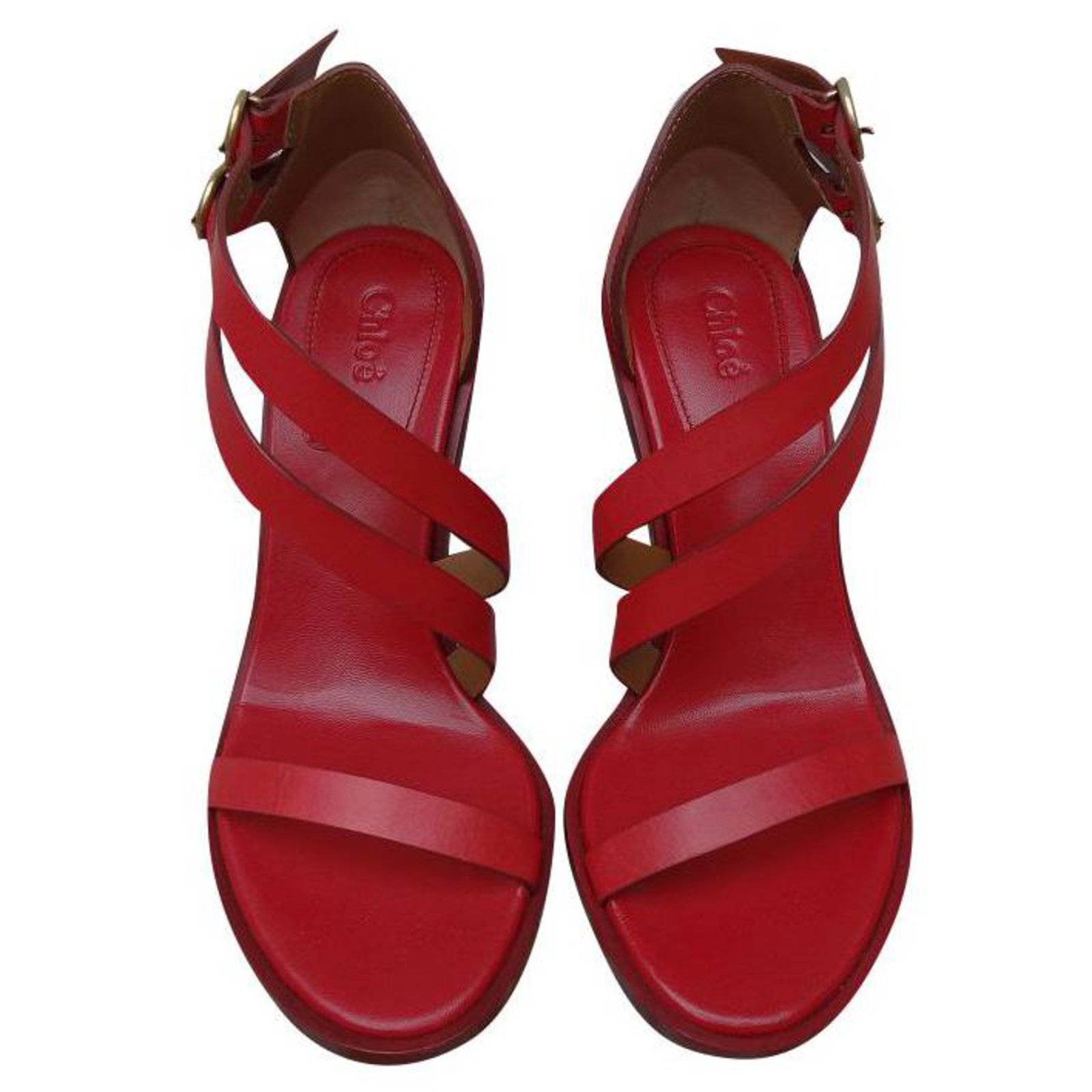 red leather sandals