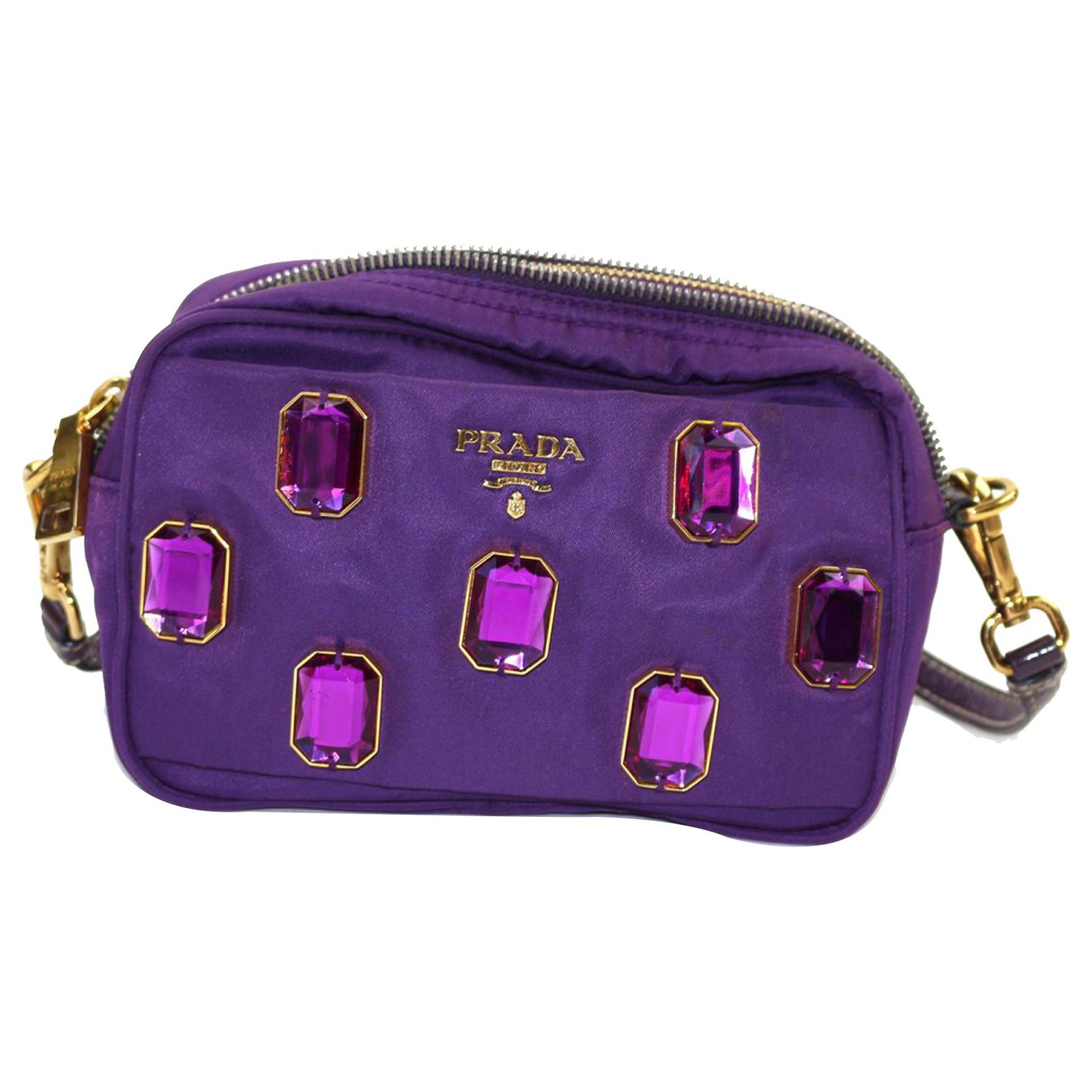 Prada Purple Tessuto Pietre Crossbody Bag Leather Pony-style calfskin Nylon  Cloth  - Joli Closet