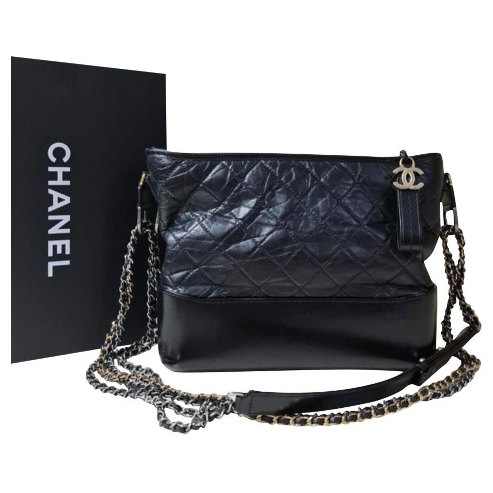 Chanel Medium Gabrielle Hobo Bag-Black Leather Type: Calfskin