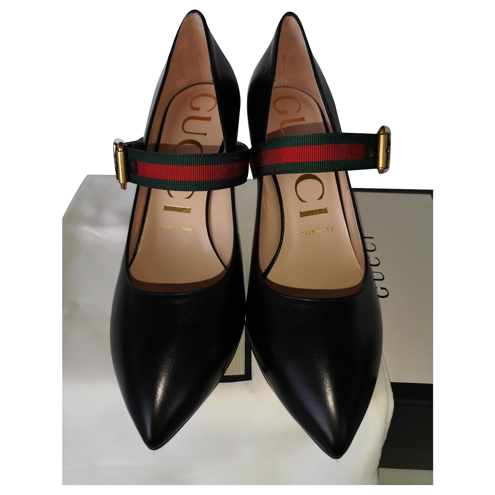 Décolleté Sylvie Gucci Nero Pelle ref.246198 - Joli Closet