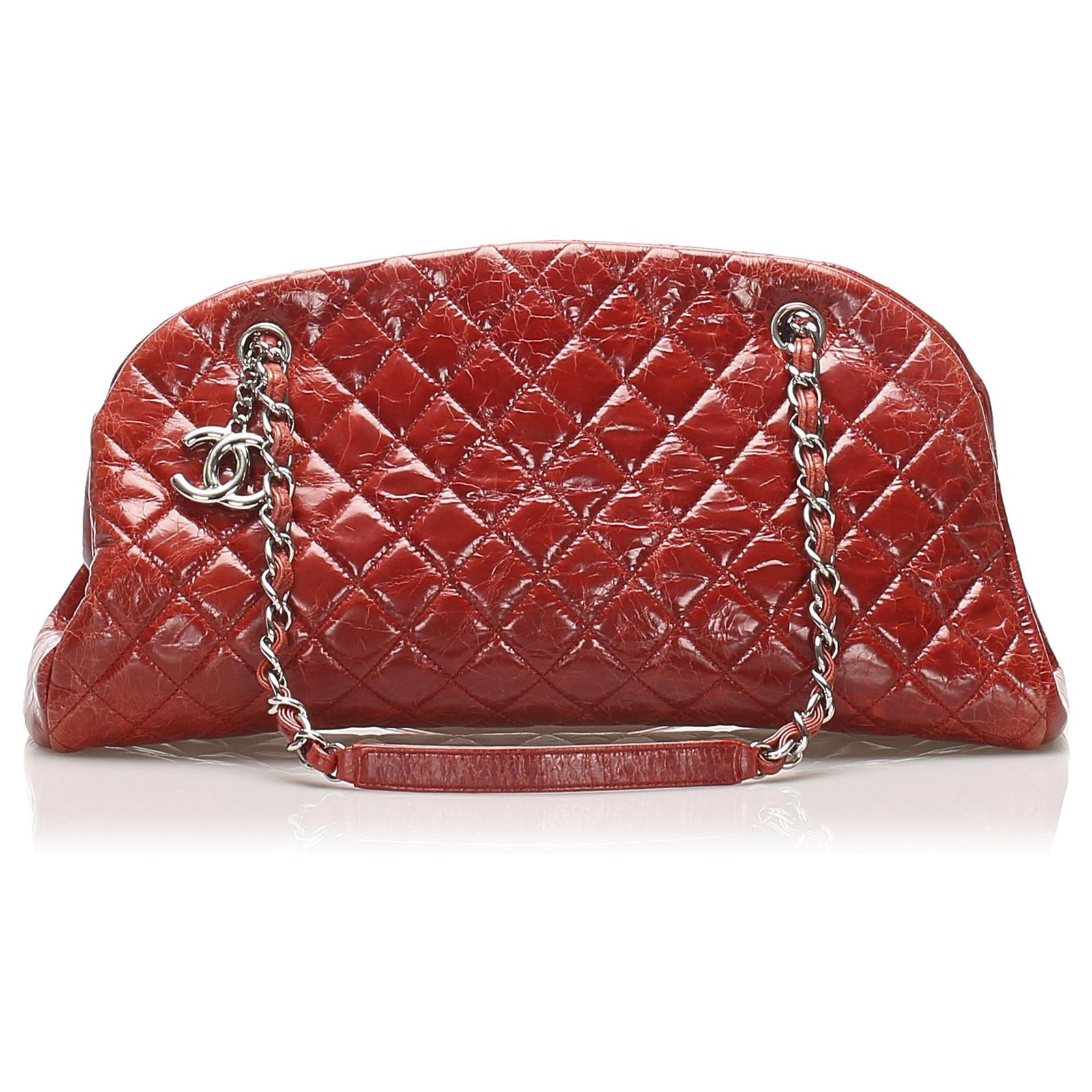 Chanel Red Mademoiselle Bowling Bag Leather Patent leather ref